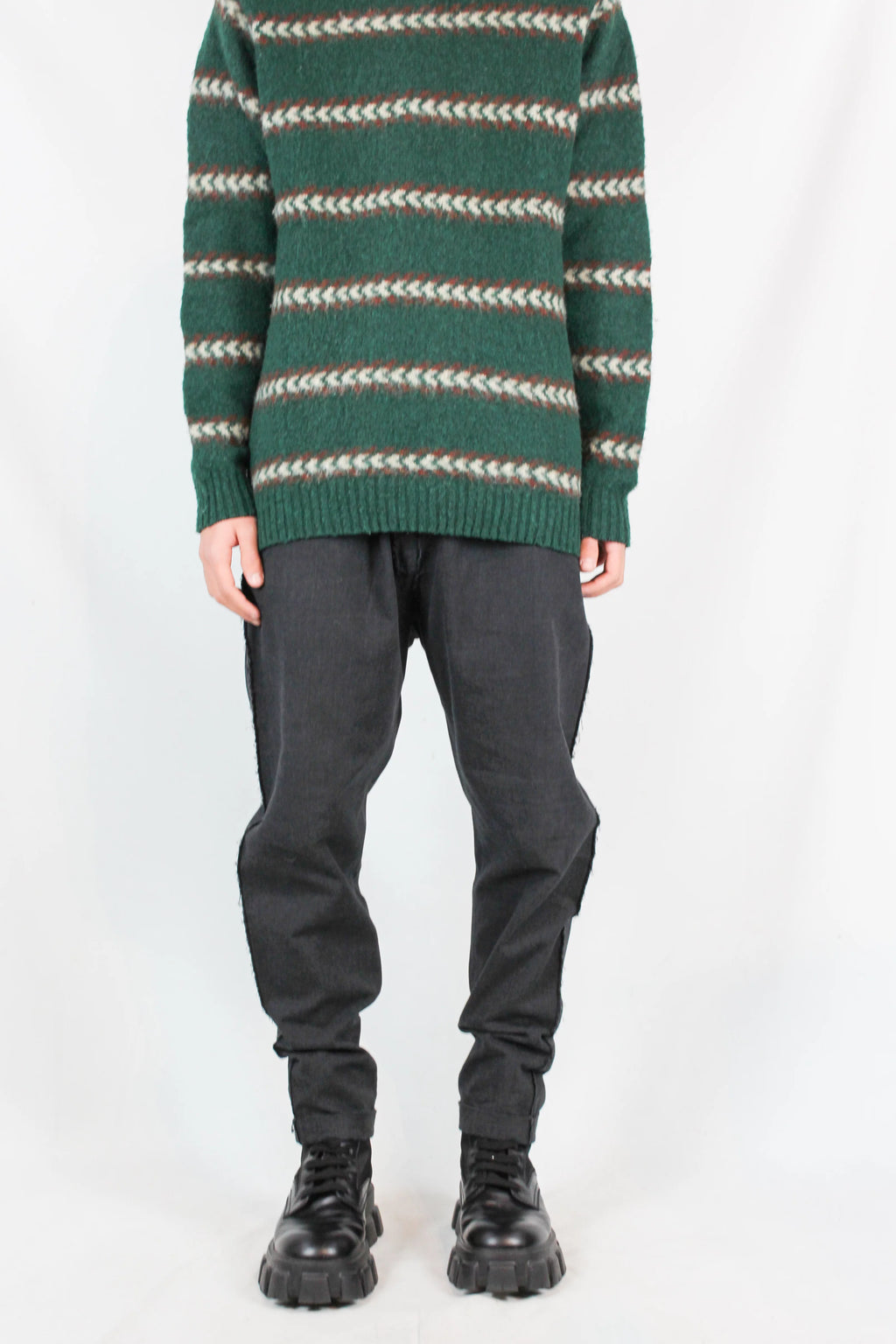 Slim Wool Trousers in Charcoal Grey
