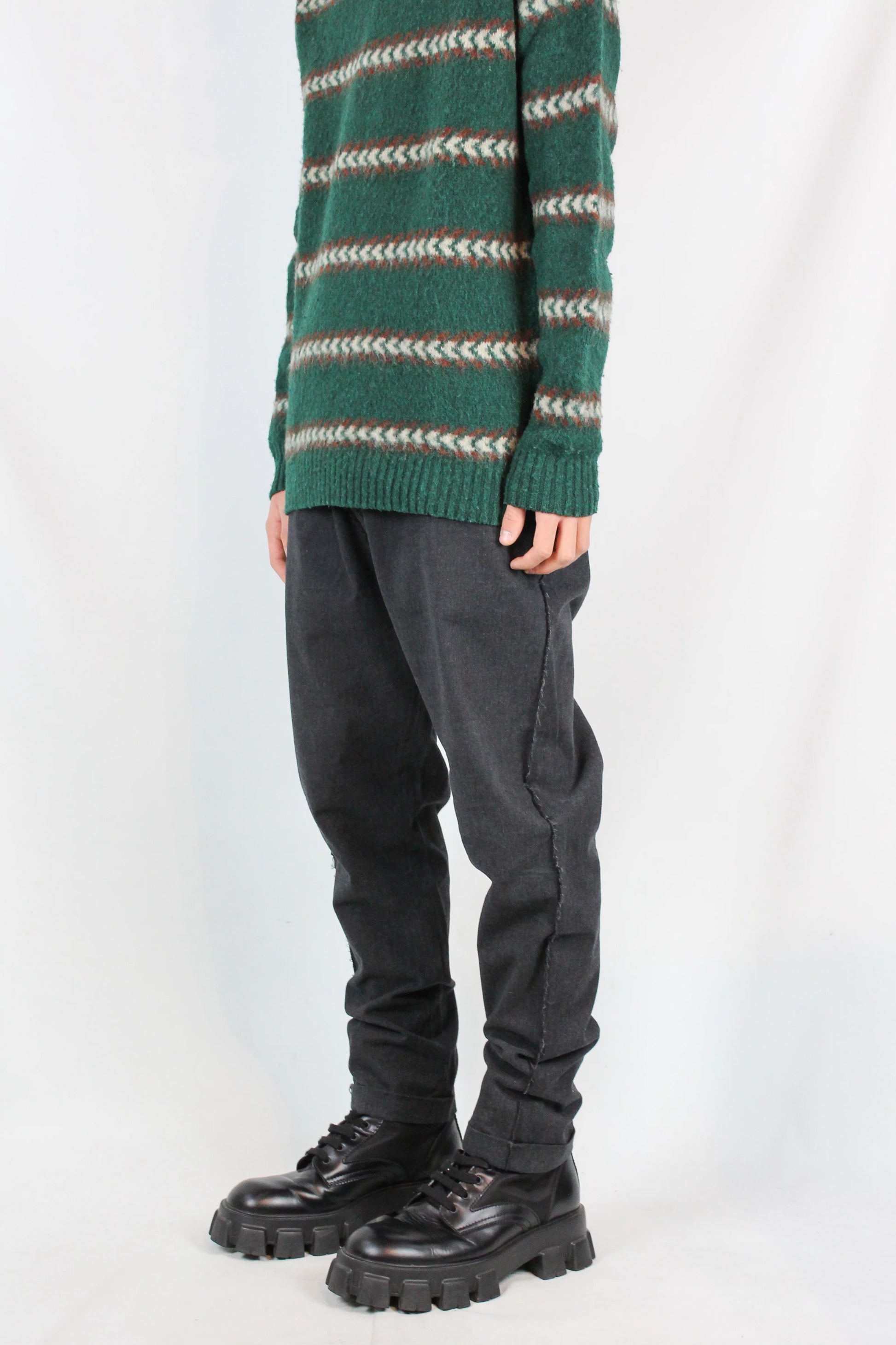 Slim Wool Trousers in Charcoal Grey