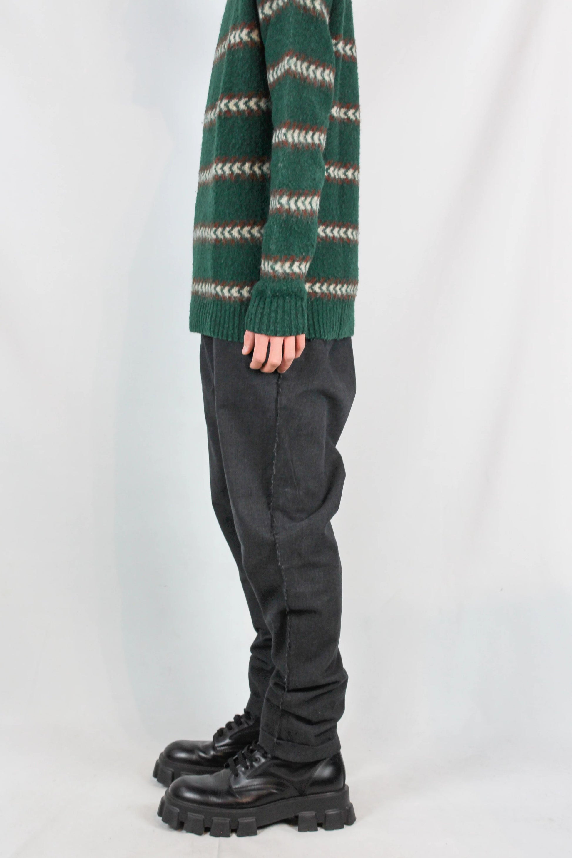 Slim Wool Trousers in Charcoal Grey