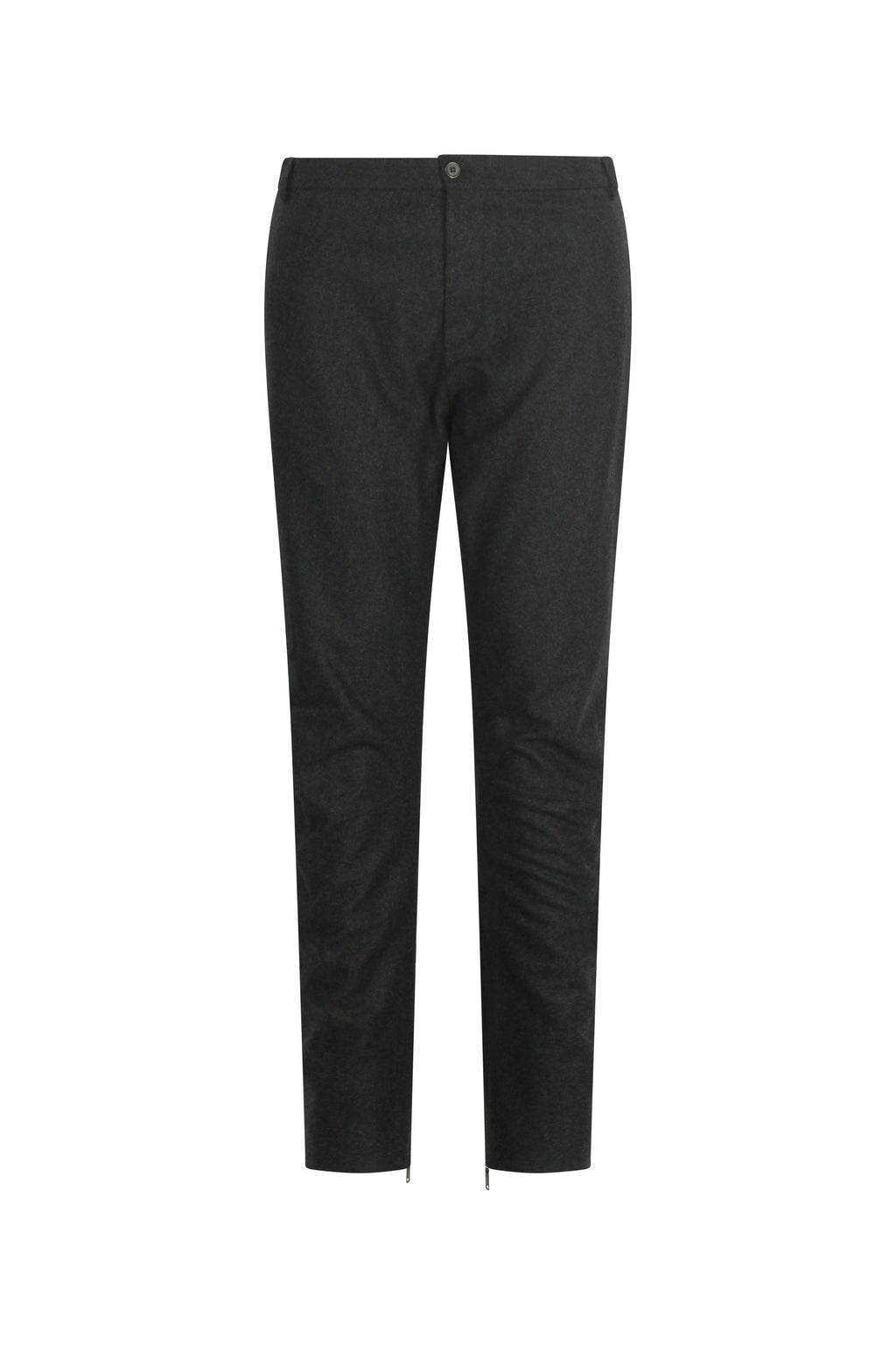 Slim Wool Trousers in Charcoal Grey