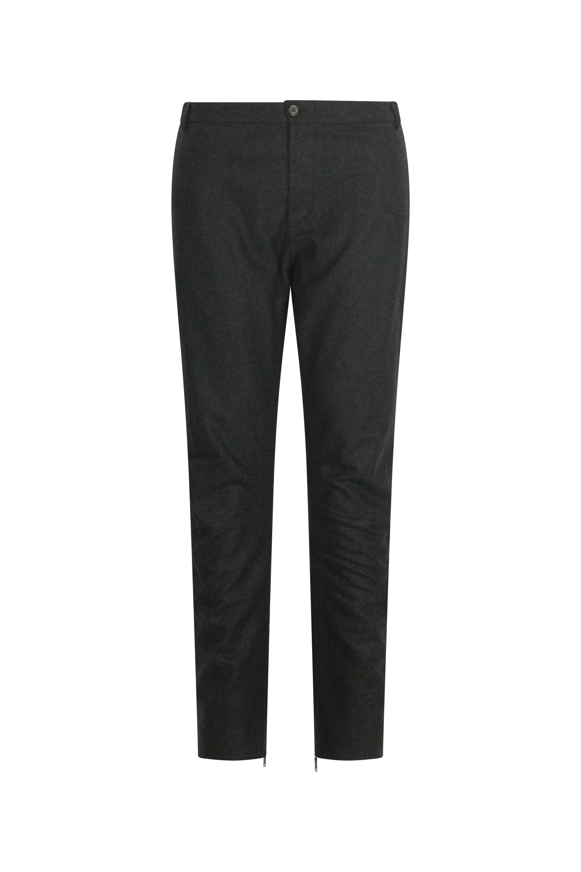Slim Wool Trousers in Charcoal Grey