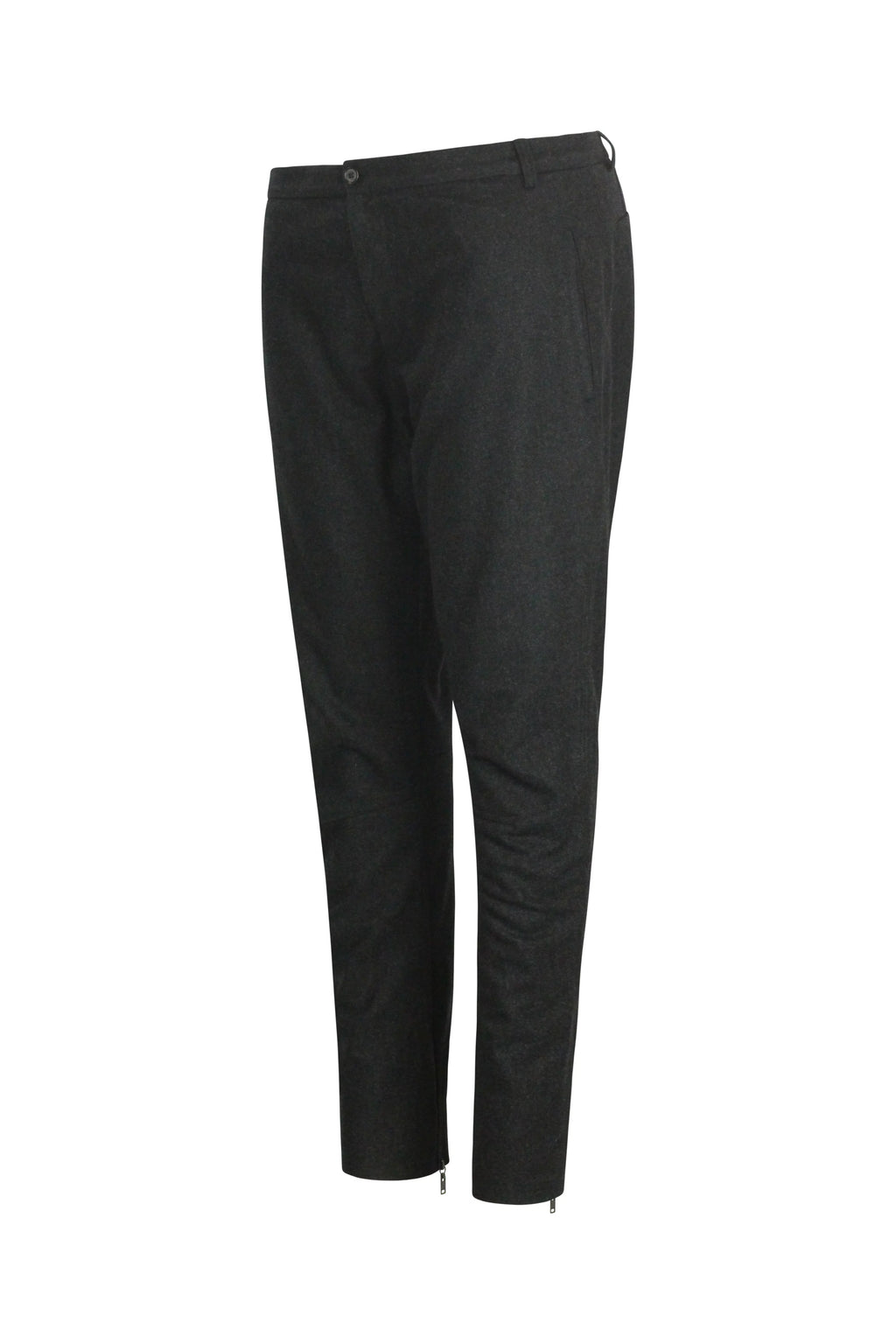 Slim Wool Trousers in Charcoal Grey