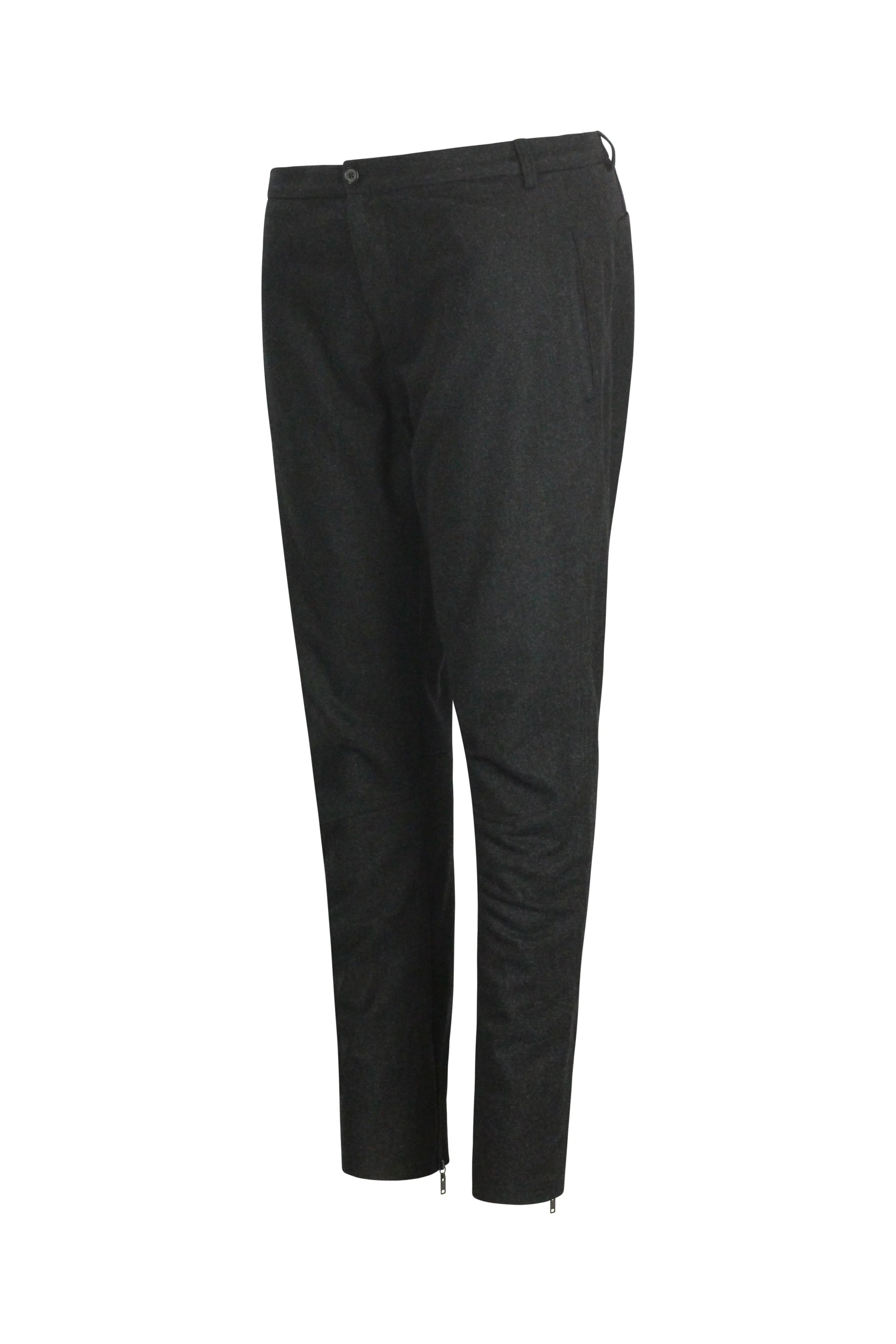 Slim Wool Trousers in Charcoal Grey