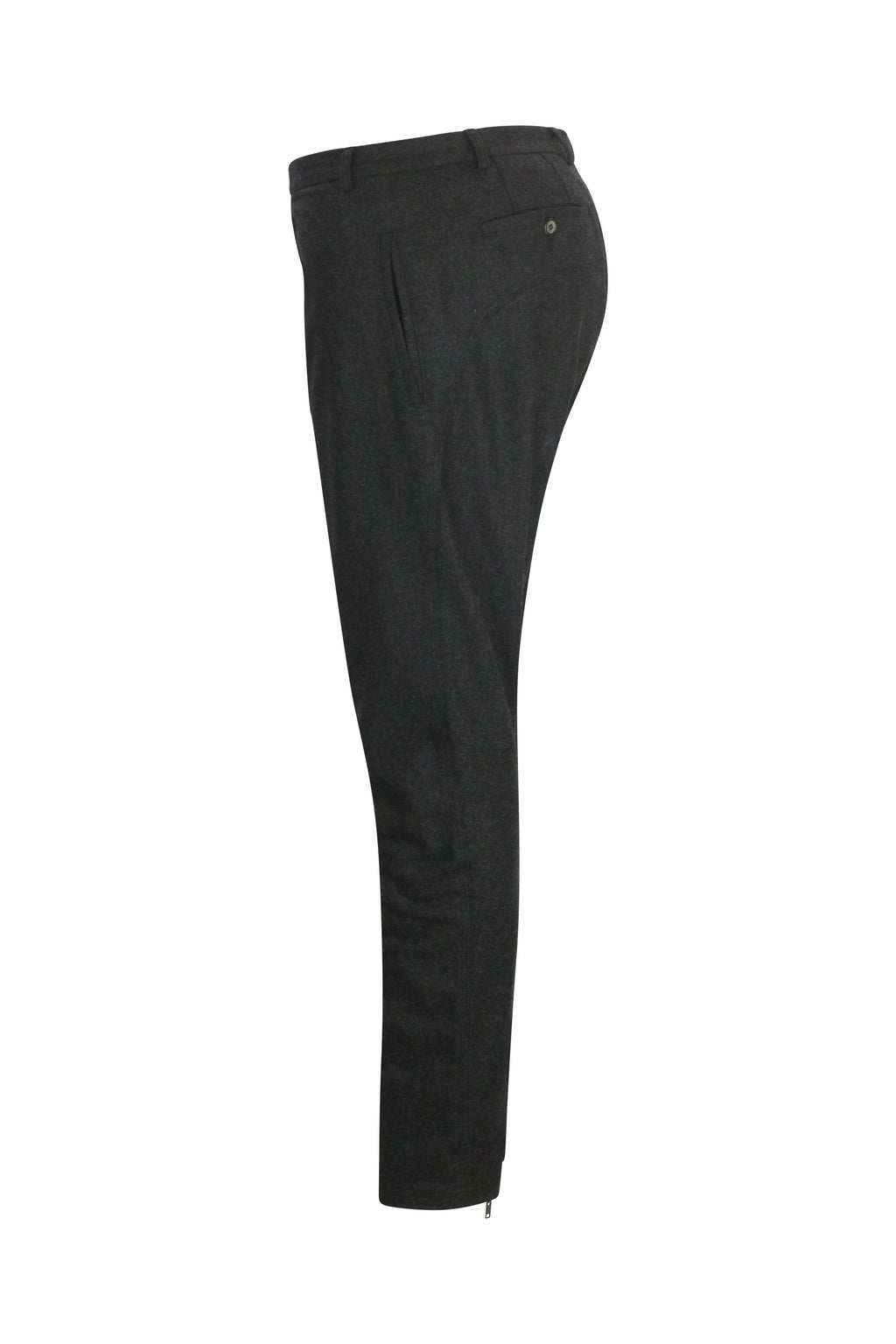 Slim Wool Trousers in Charcoal Grey
