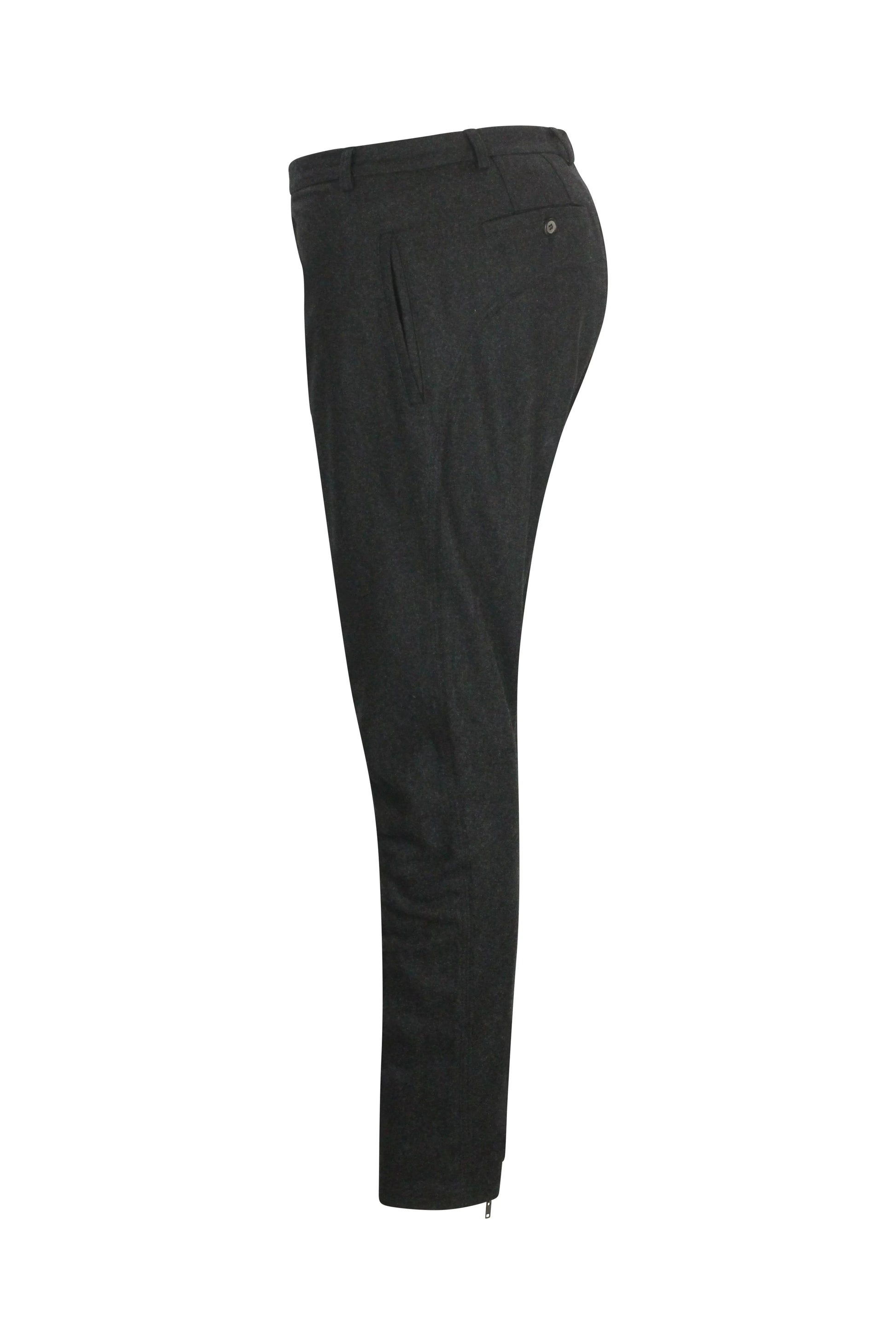 Slim Wool Trousers in Charcoal Grey