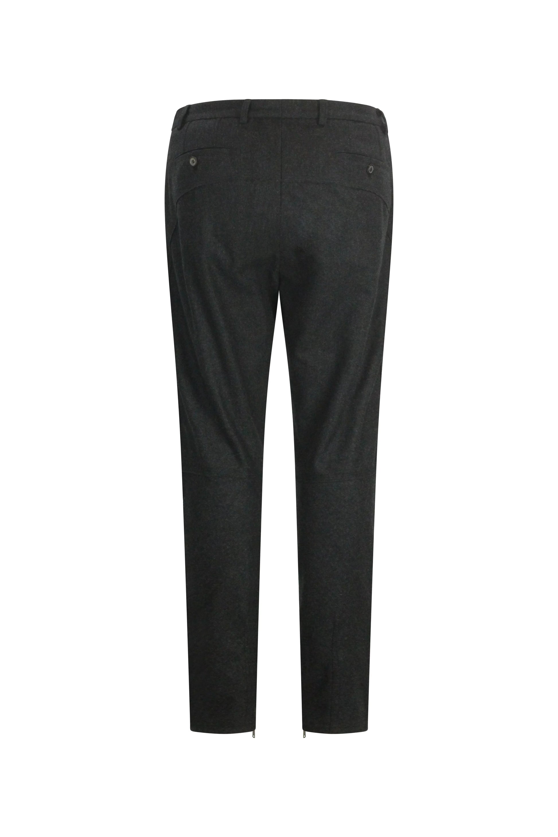 Slim Wool Trousers in Charcoal Grey