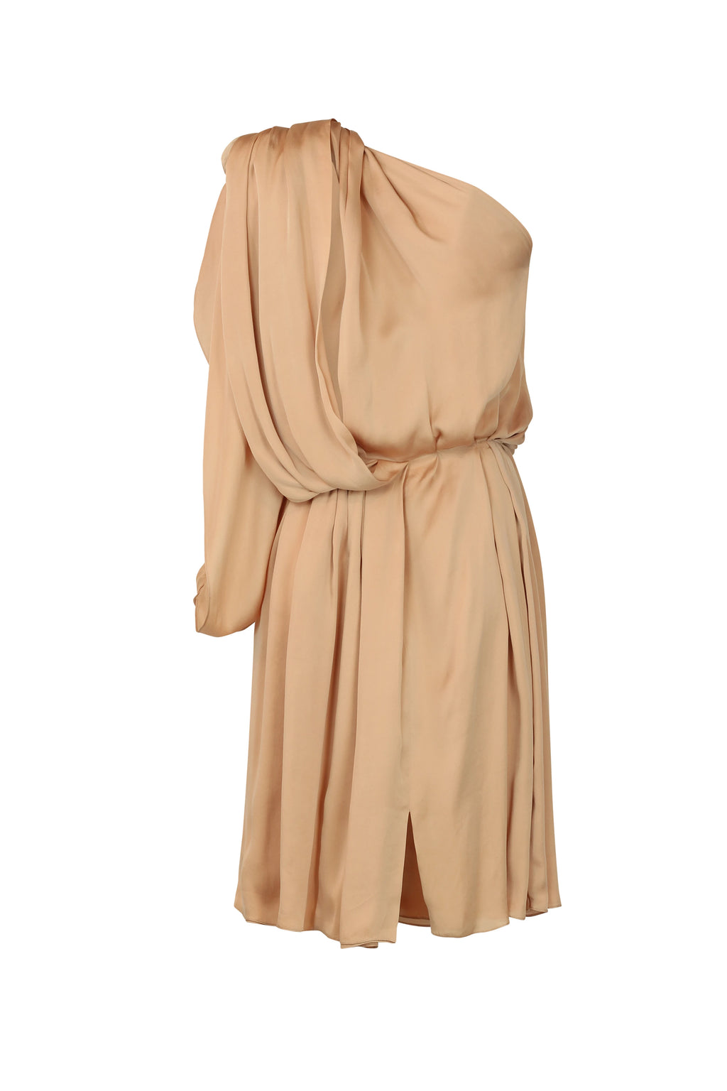 One-Shoulder Draped Silk Dress with Safety Pin Detail SS2012
