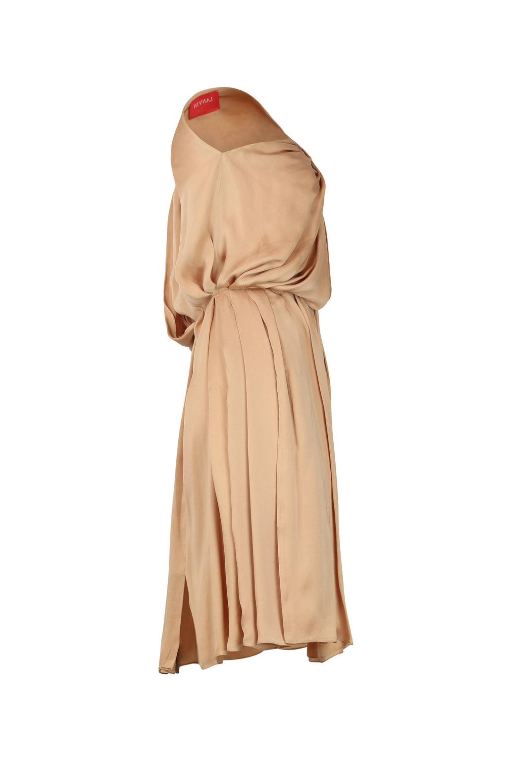 One-Shoulder Draped Silk Dress with Safety Pin Detail SS2012