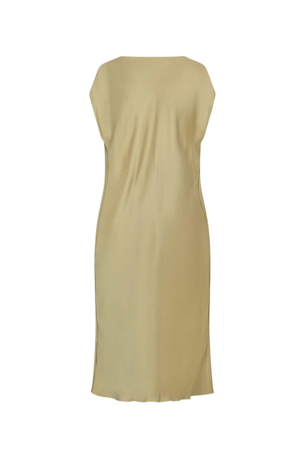 Golden Silk Slip Dress with Shawl Neckline