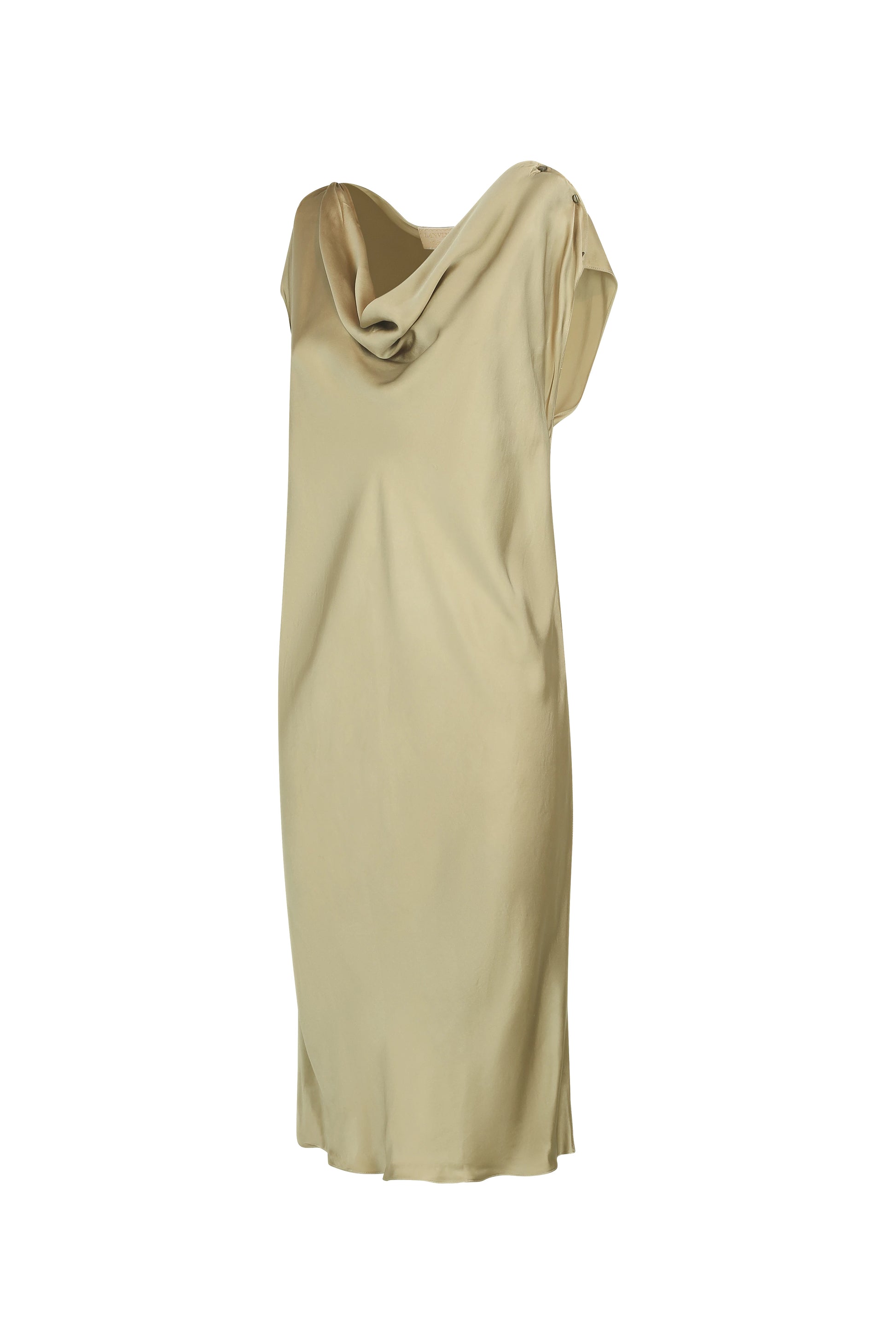 Golden Silk Slip Dress with Shawl Neckline