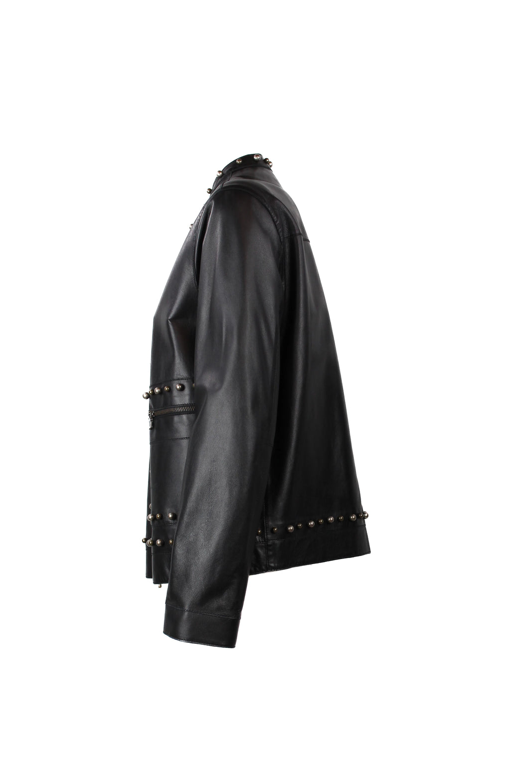 Leather Jacket with Spherical Stud Details