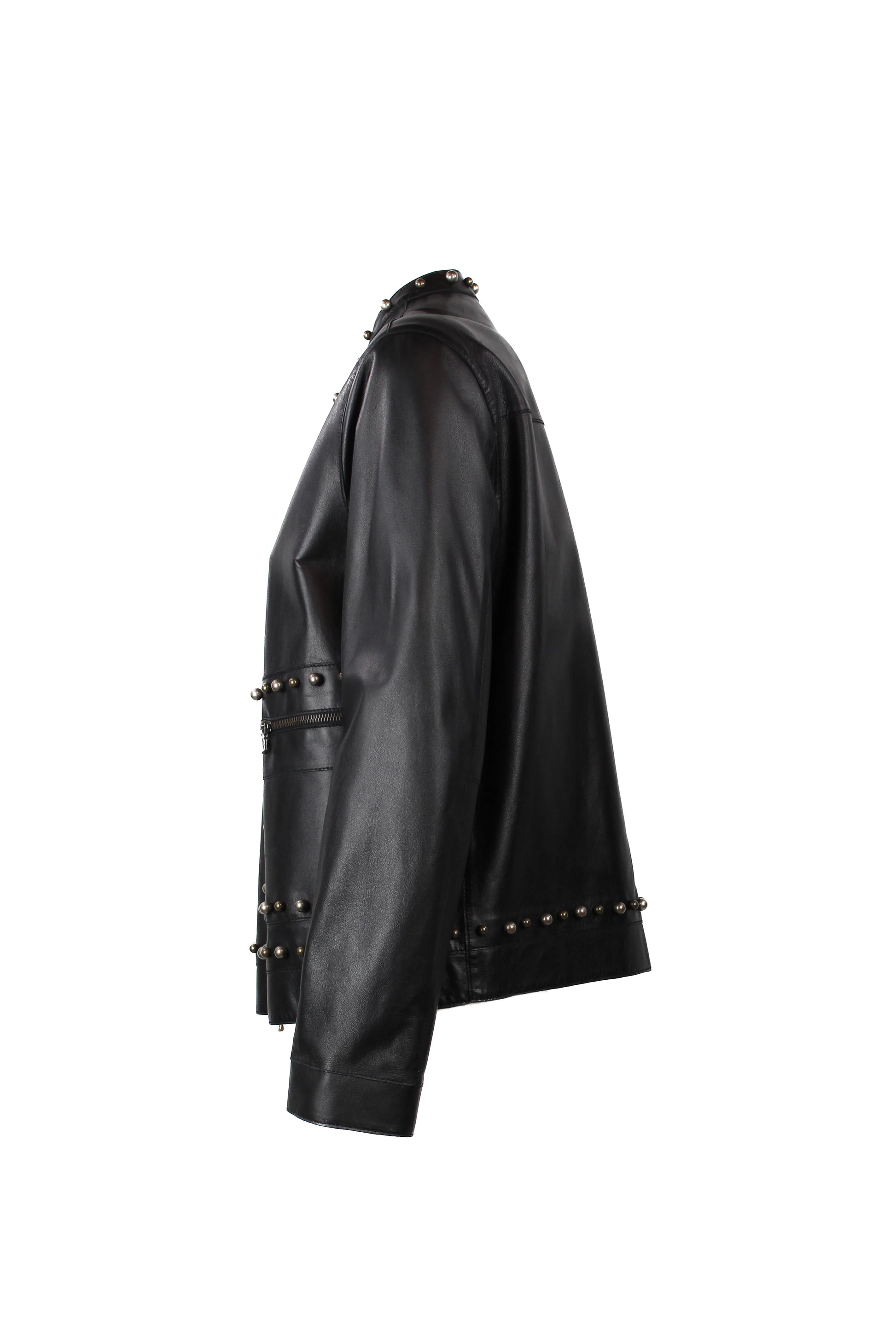 Leather Jacket with Spherical Stud Details