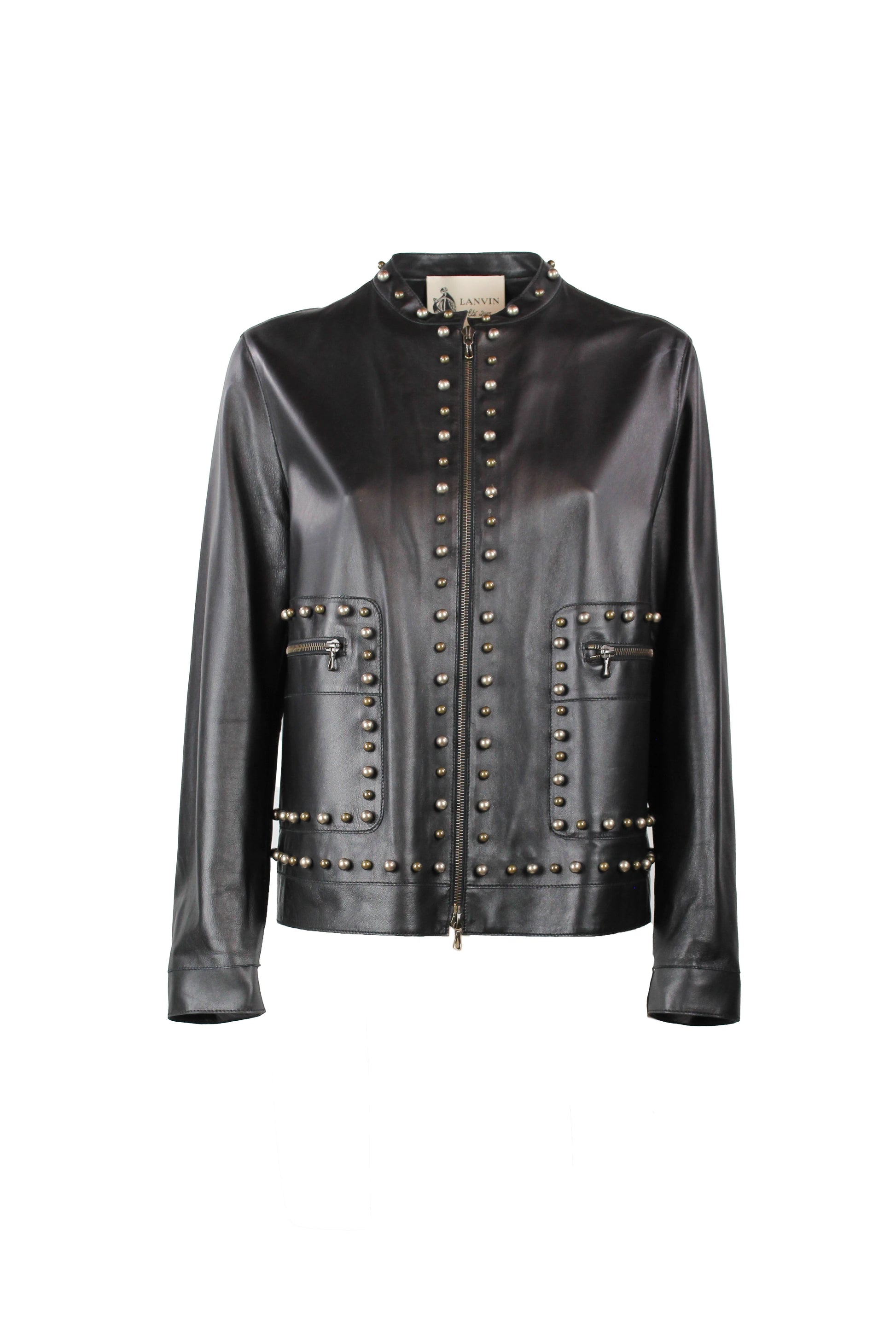 Leather Jacket with Spherical Stud Details