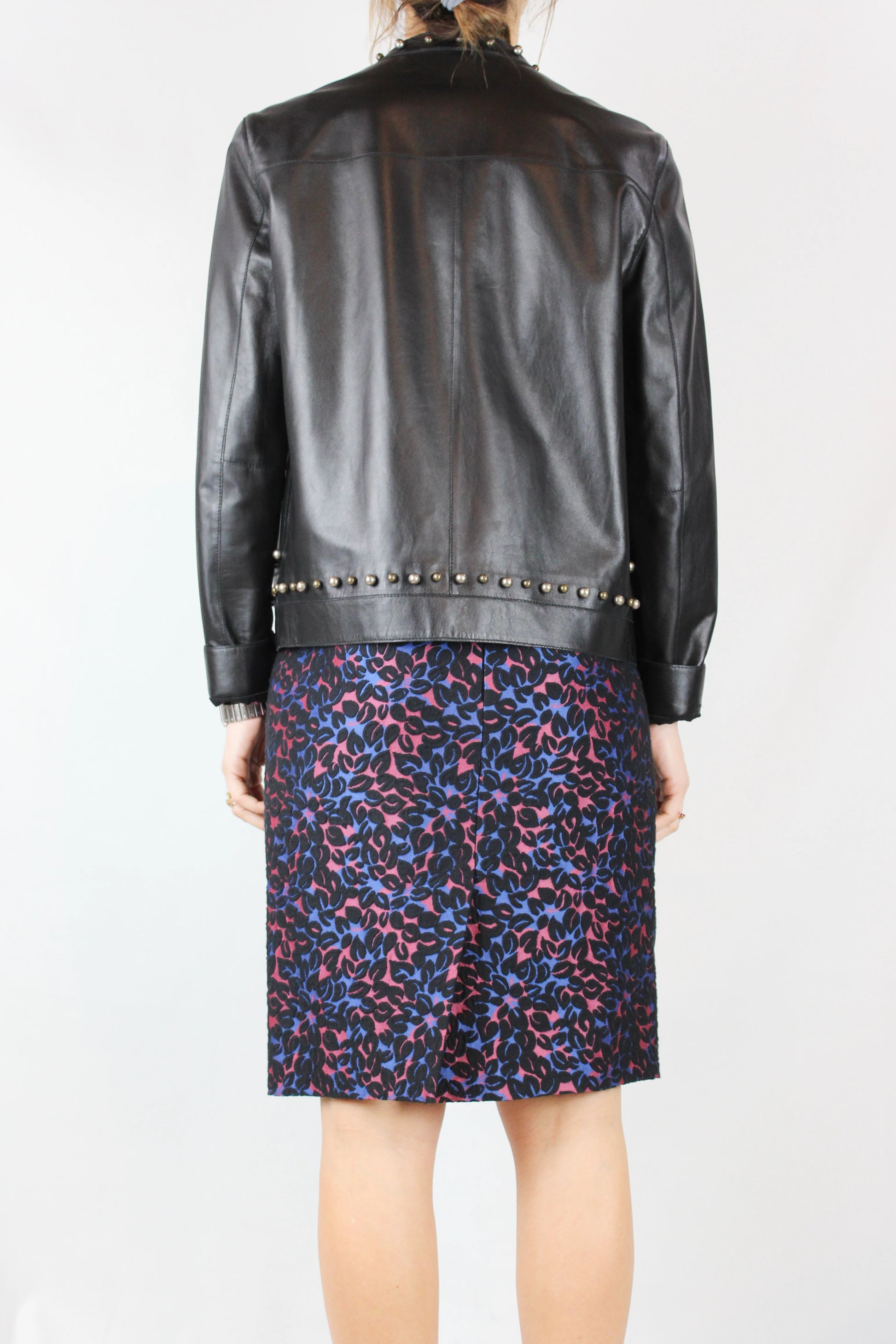 Leather Jacket with Spherical Stud Details