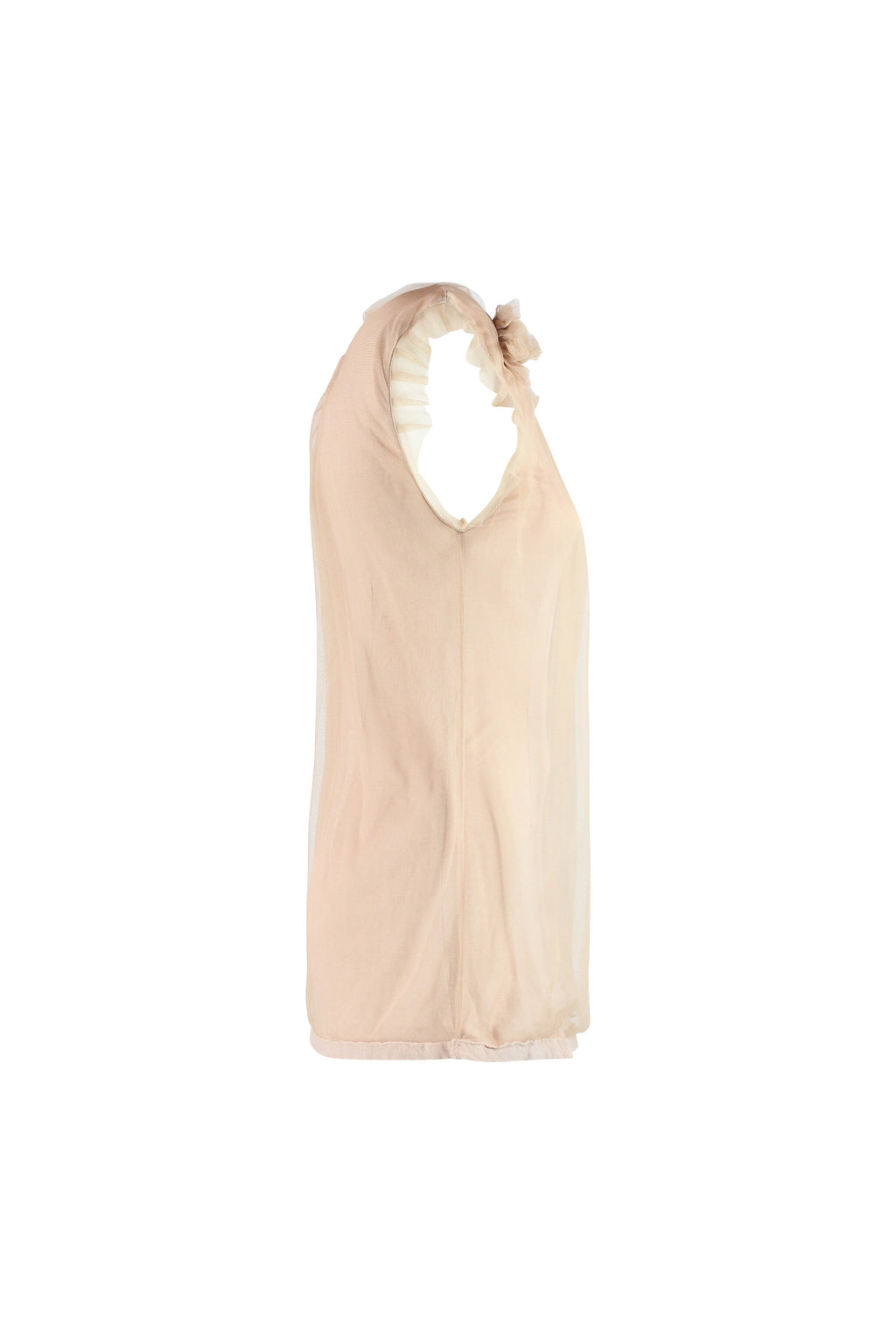 Gathered Ruffle-Neck Sleeveless Top