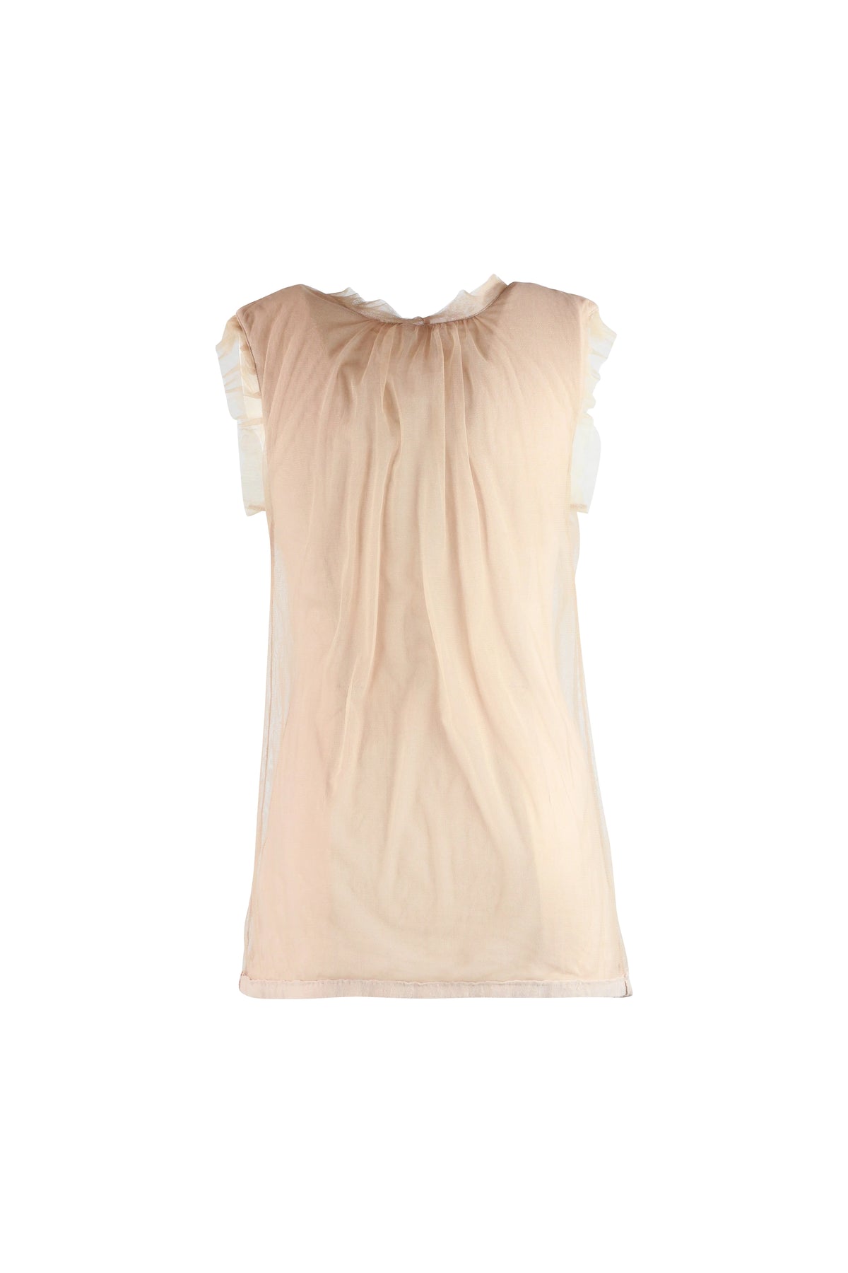 Gathered Ruffle-Neck Sleeveless Top