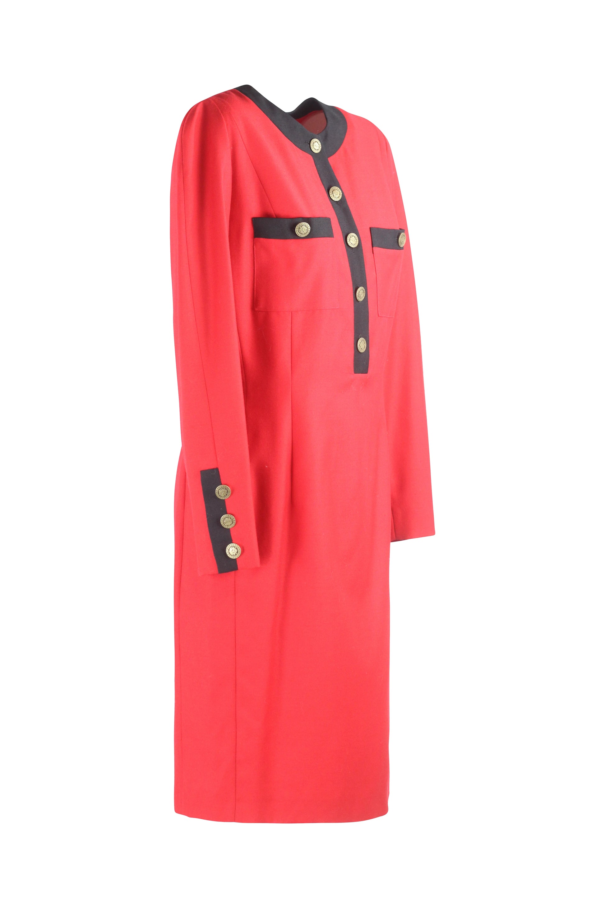 Red Wool Dress with Raglan Sleeves