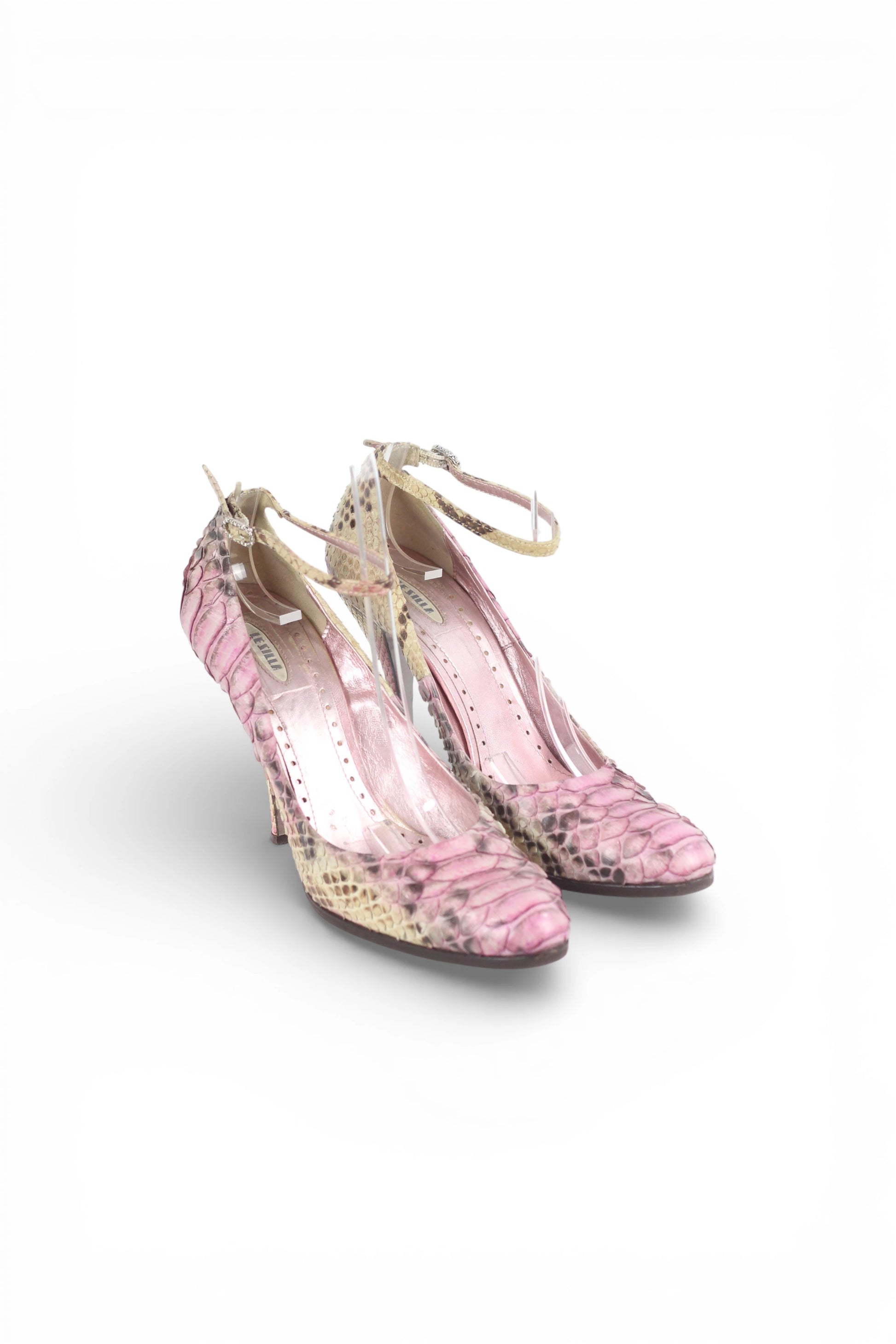 Snakeskin Stiletto Pump Ankle Strap