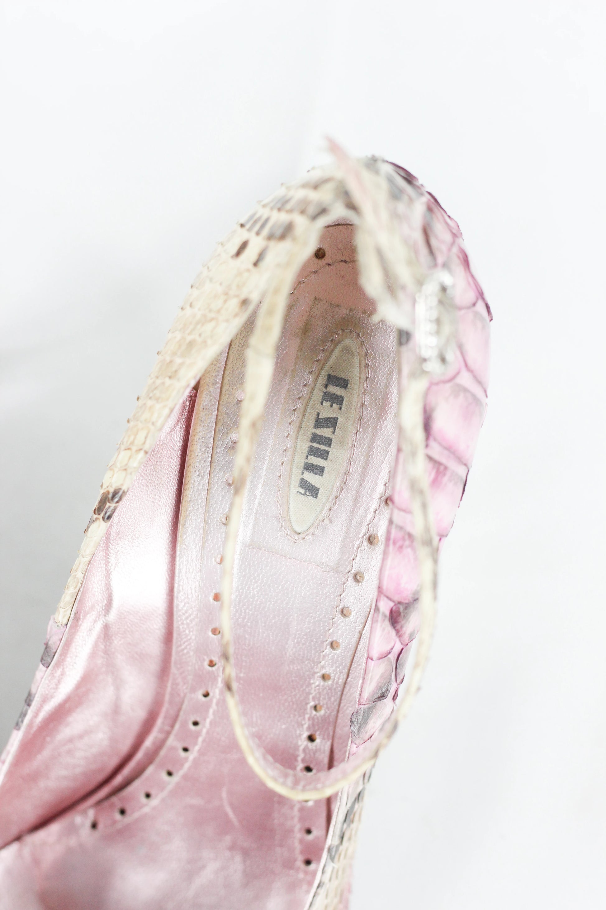 Snakeskin Stiletto Pump Ankle Strap
