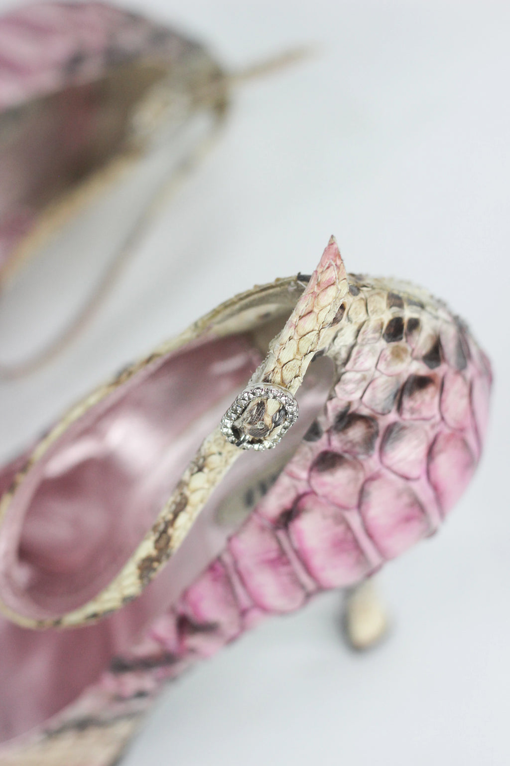 Snakeskin Stiletto Pump Ankle Strap