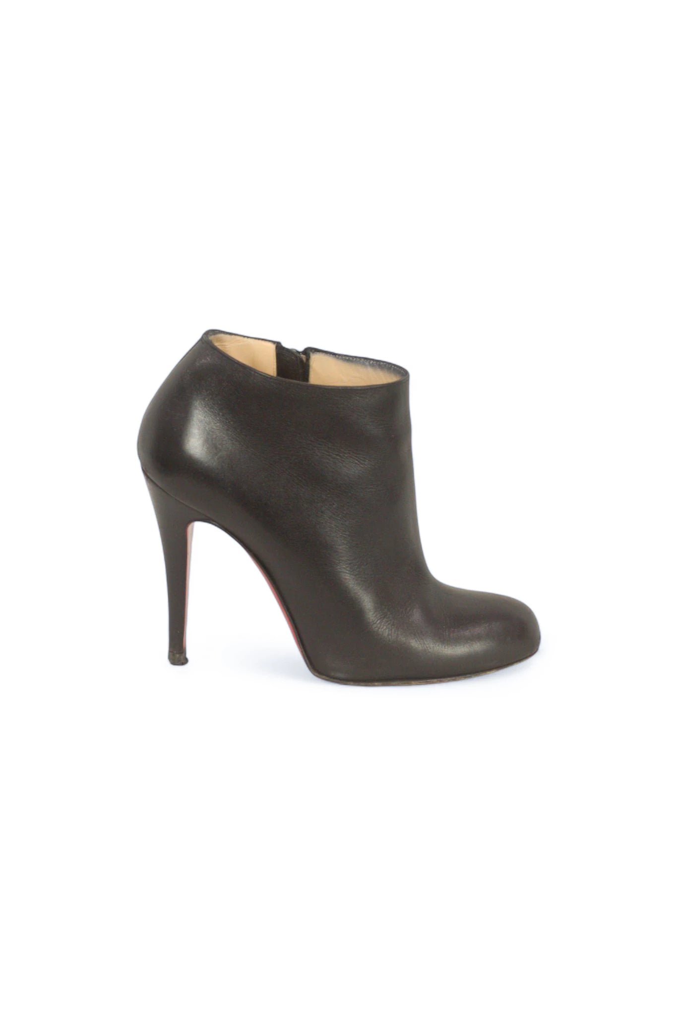Black Leather Ankle Boots with Almond Toe