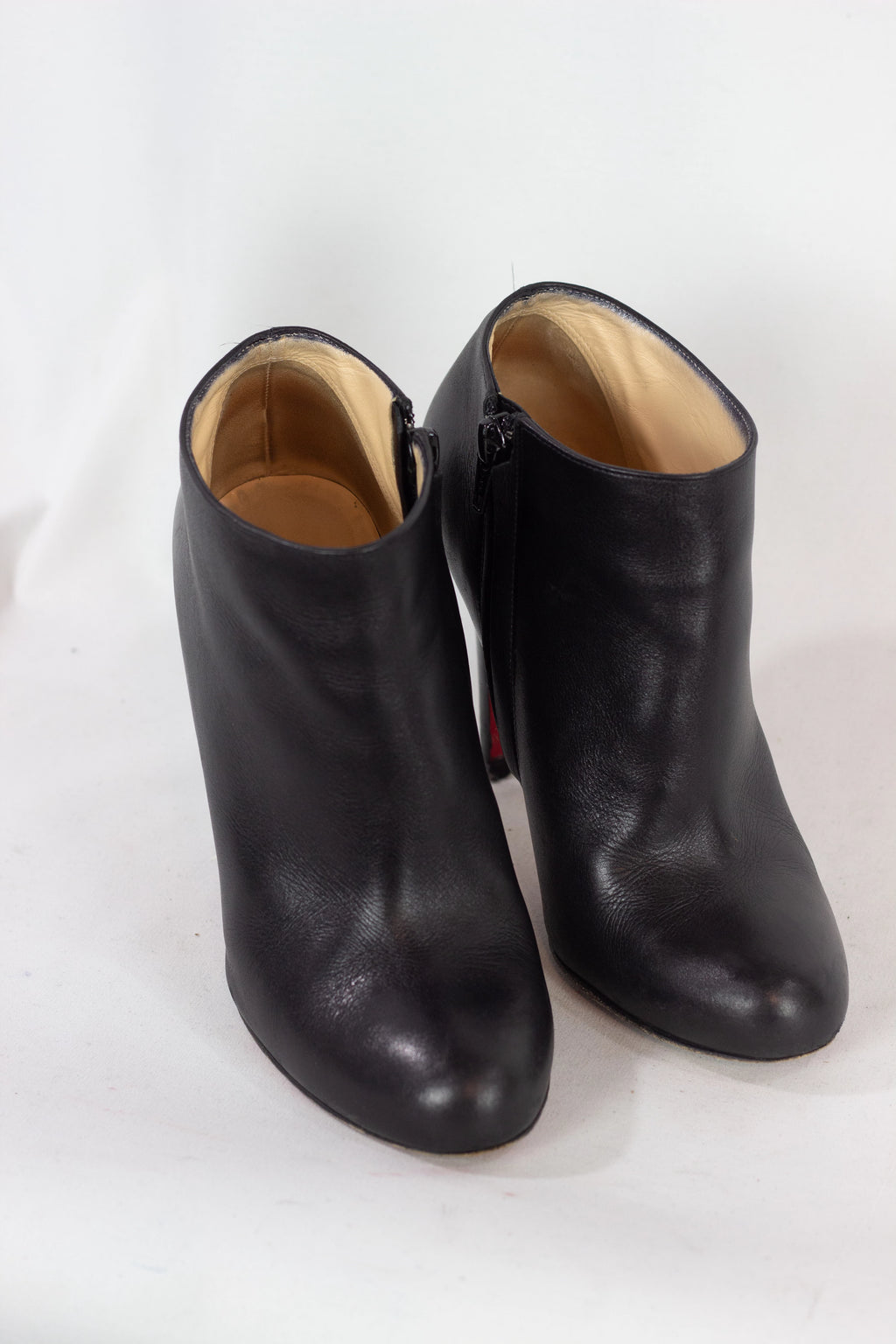 Black Leather Ankle Boots with Almond Toe