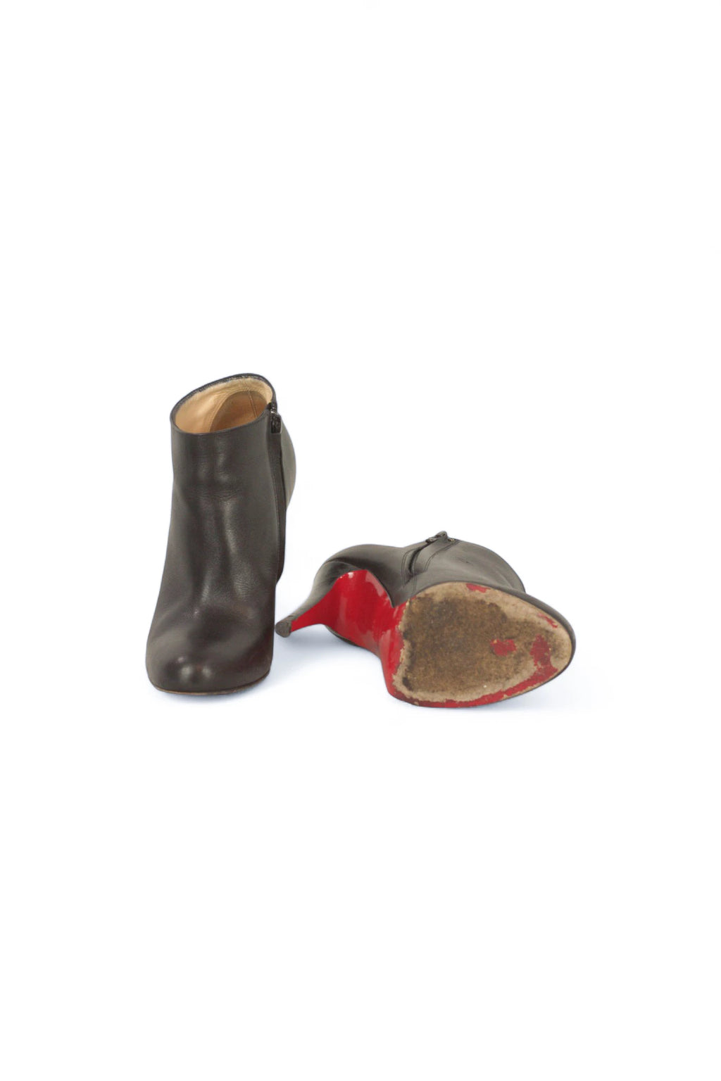 Black Leather Ankle Boots with Almond Toe