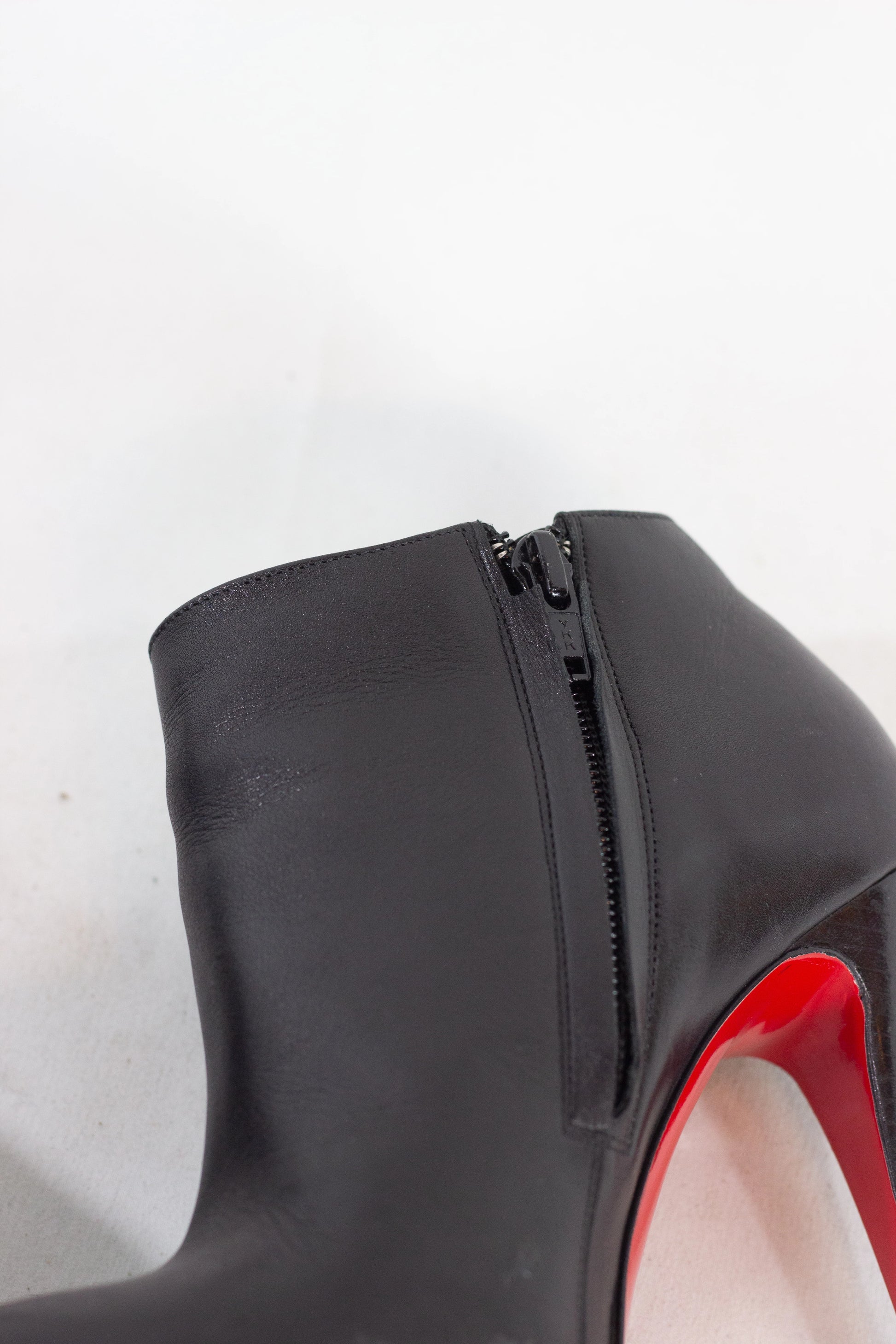 Black Leather Ankle Boots with Almond Toe