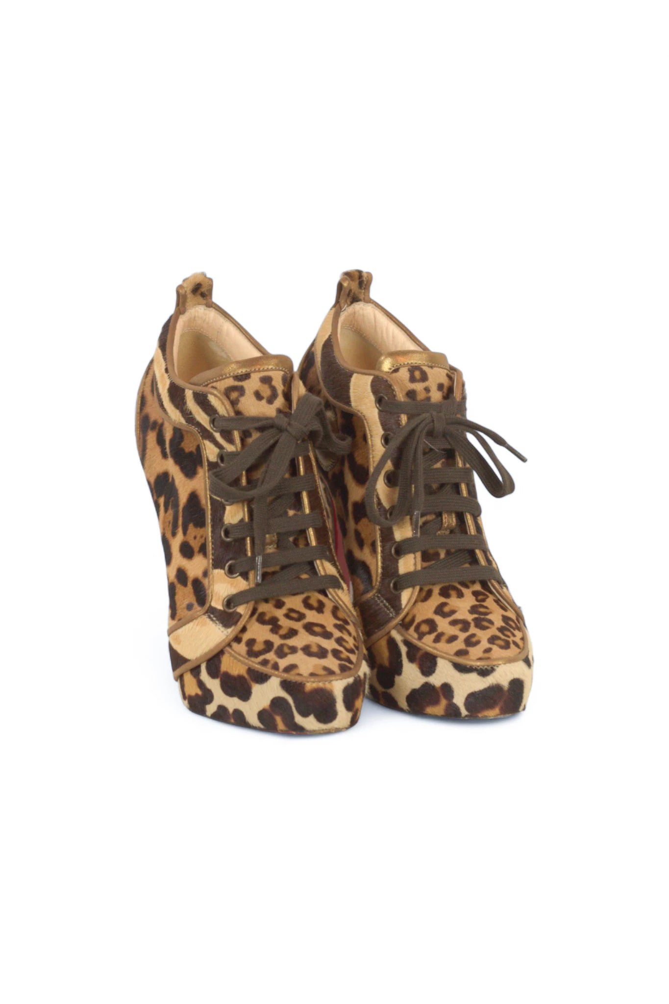 Leopard Pony Hair Lace-Up Heels