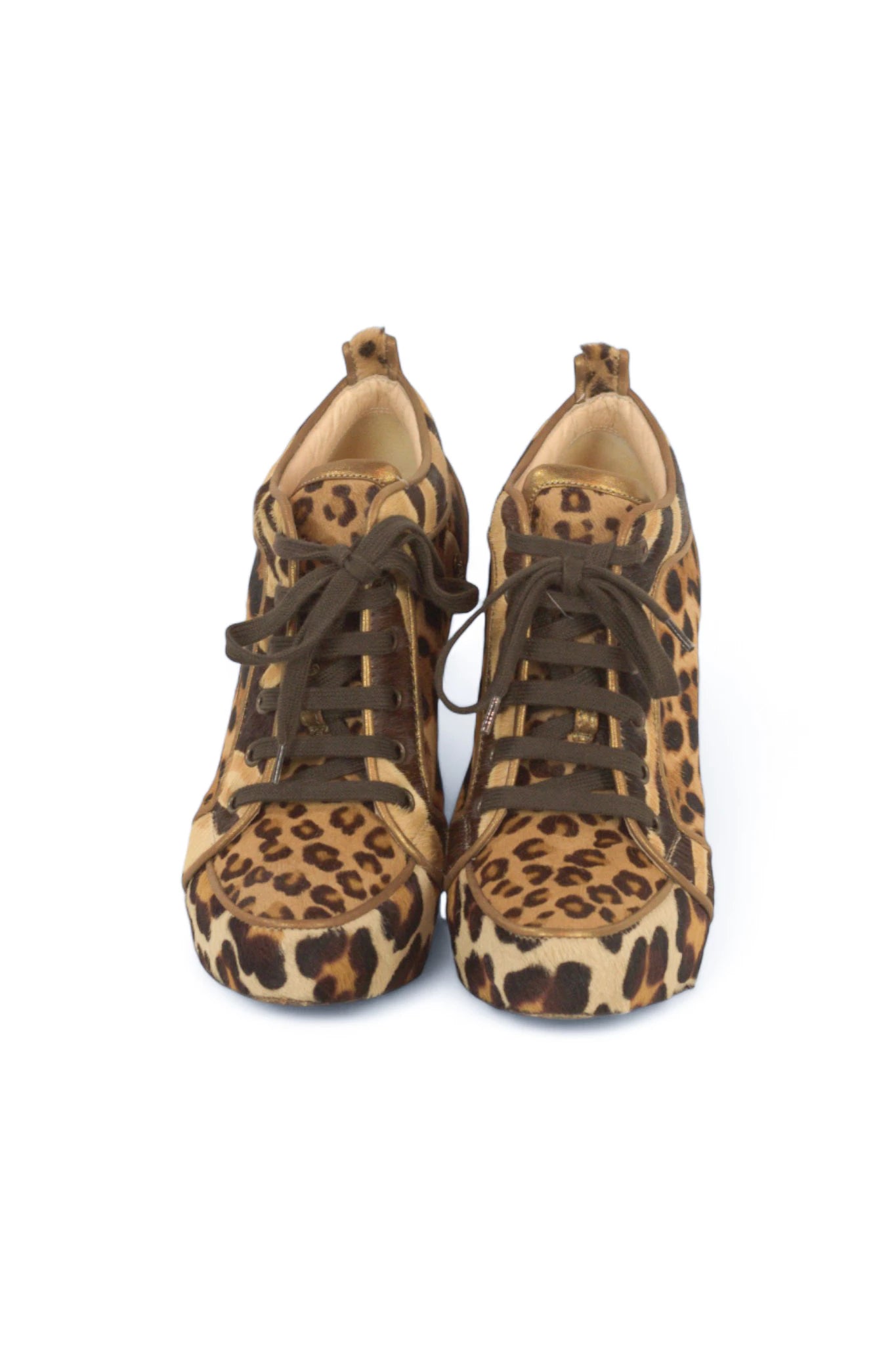 Leopard Pony Hair Lace-Up Heels