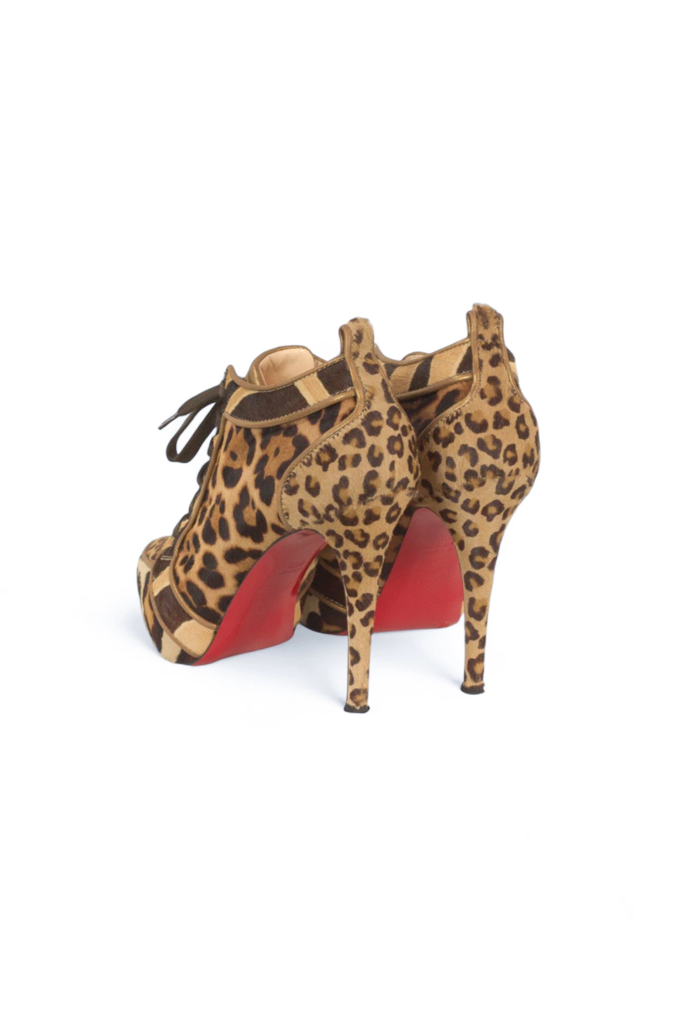 Leopard Pony Hair Lace-Up Heels