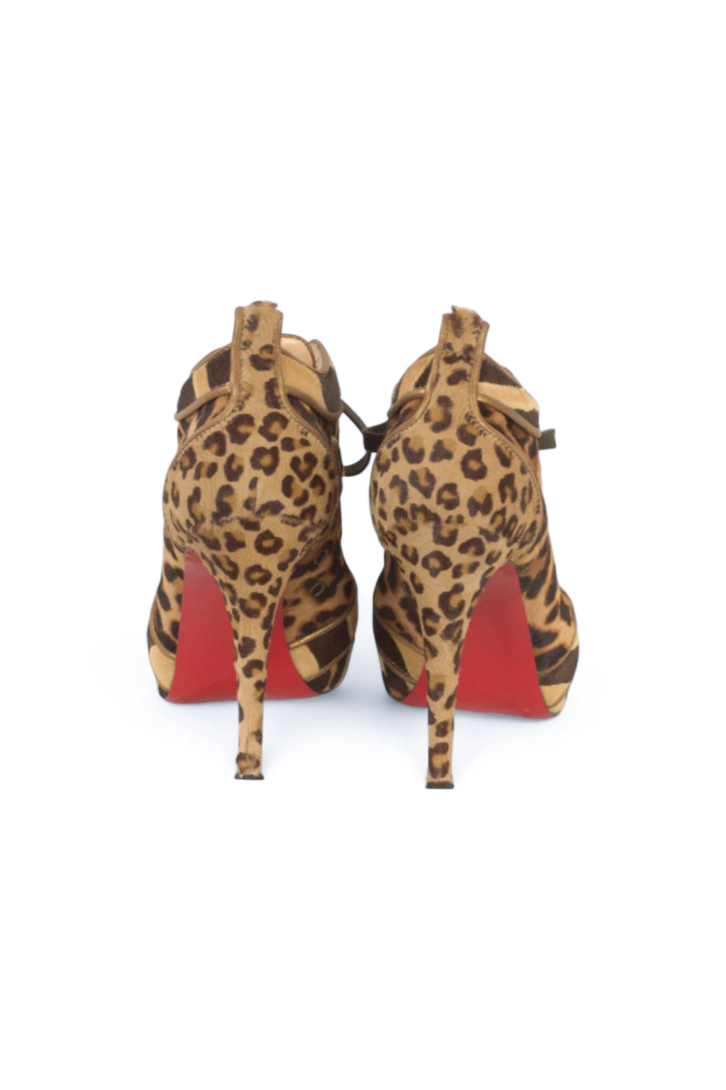 Leopard Pony Hair Lace-Up Heels