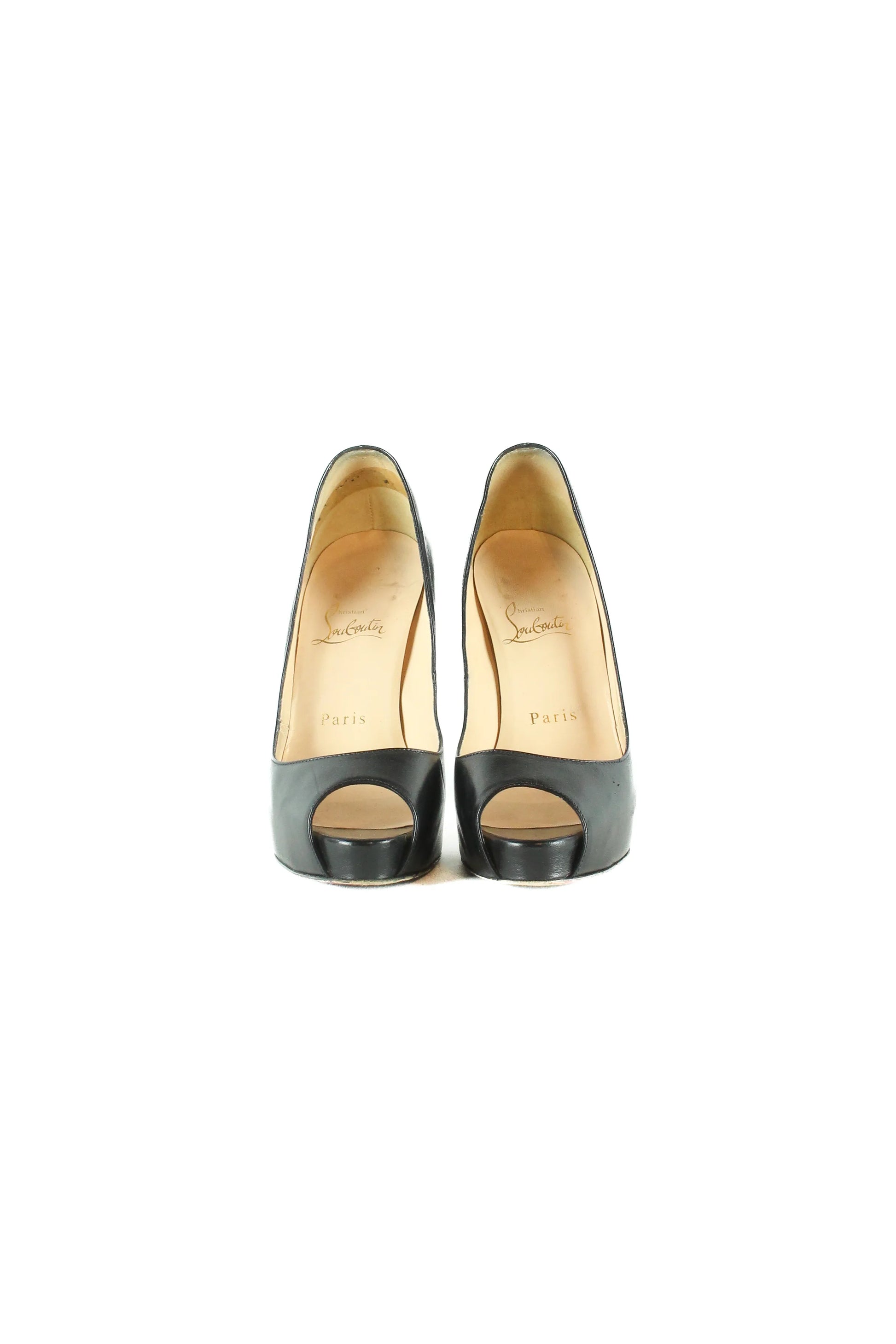 New Very Privè black leather peep toe