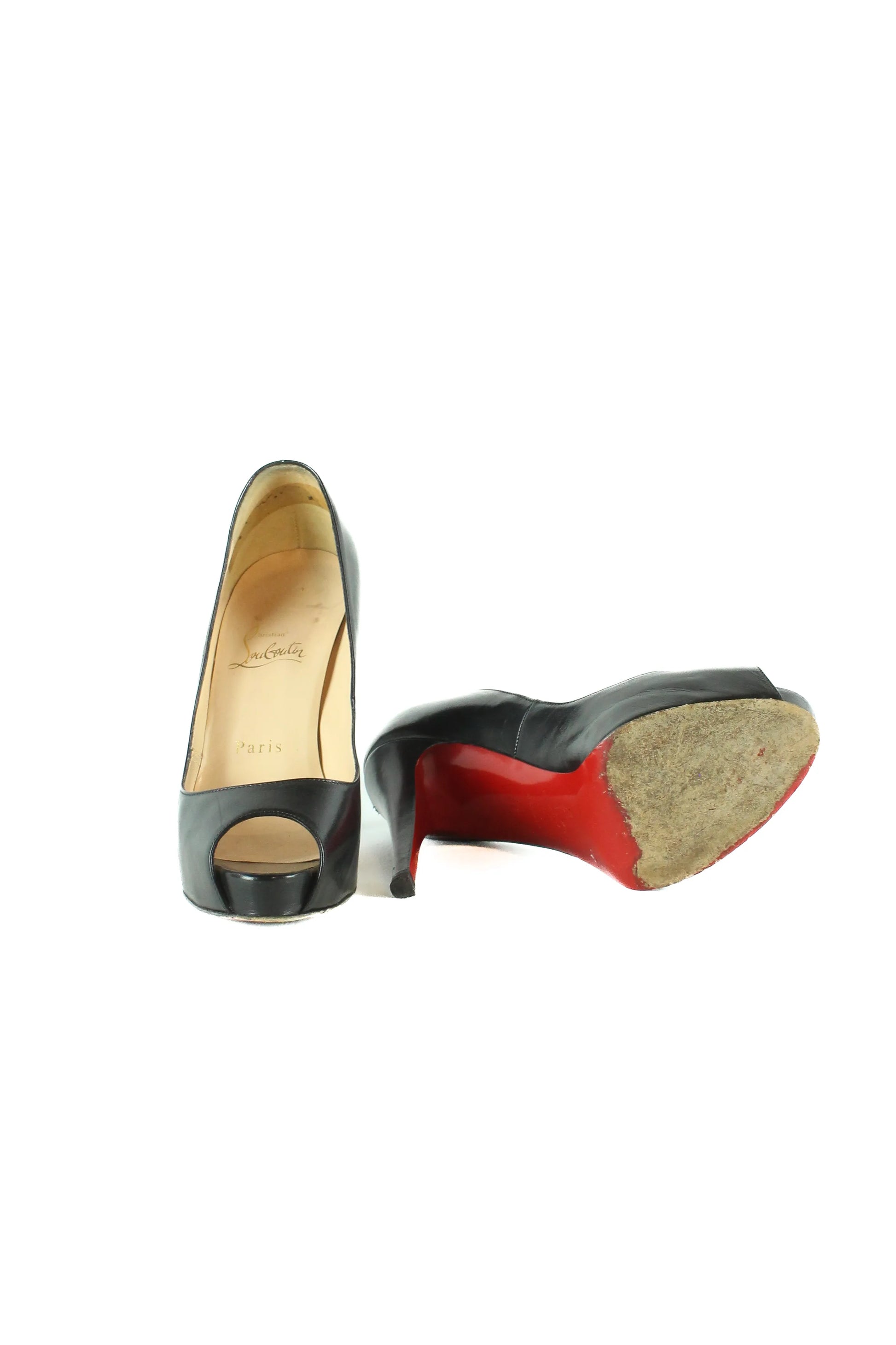 New Very Privè black leather peep toe