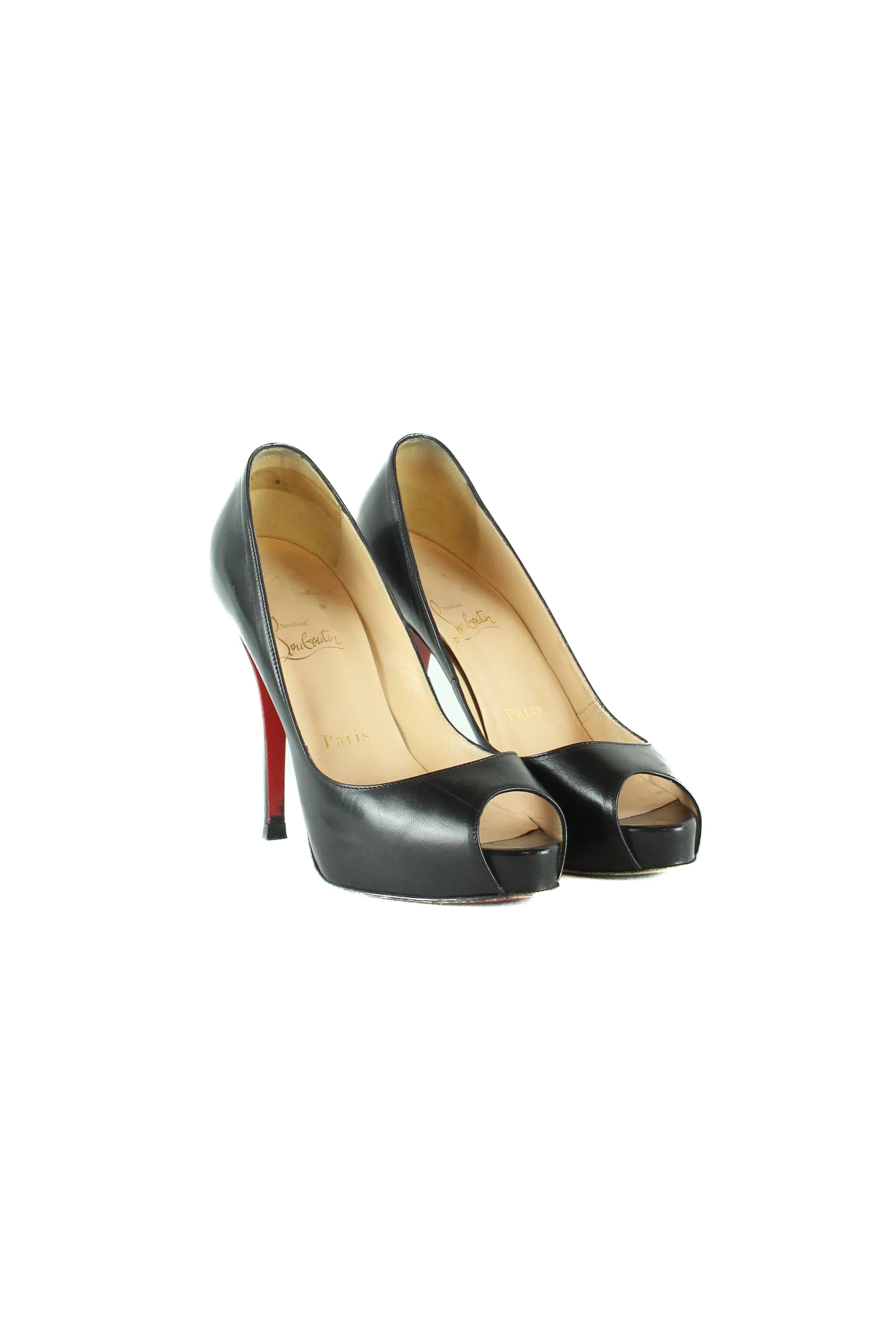 New Very Privè black leather peep toe