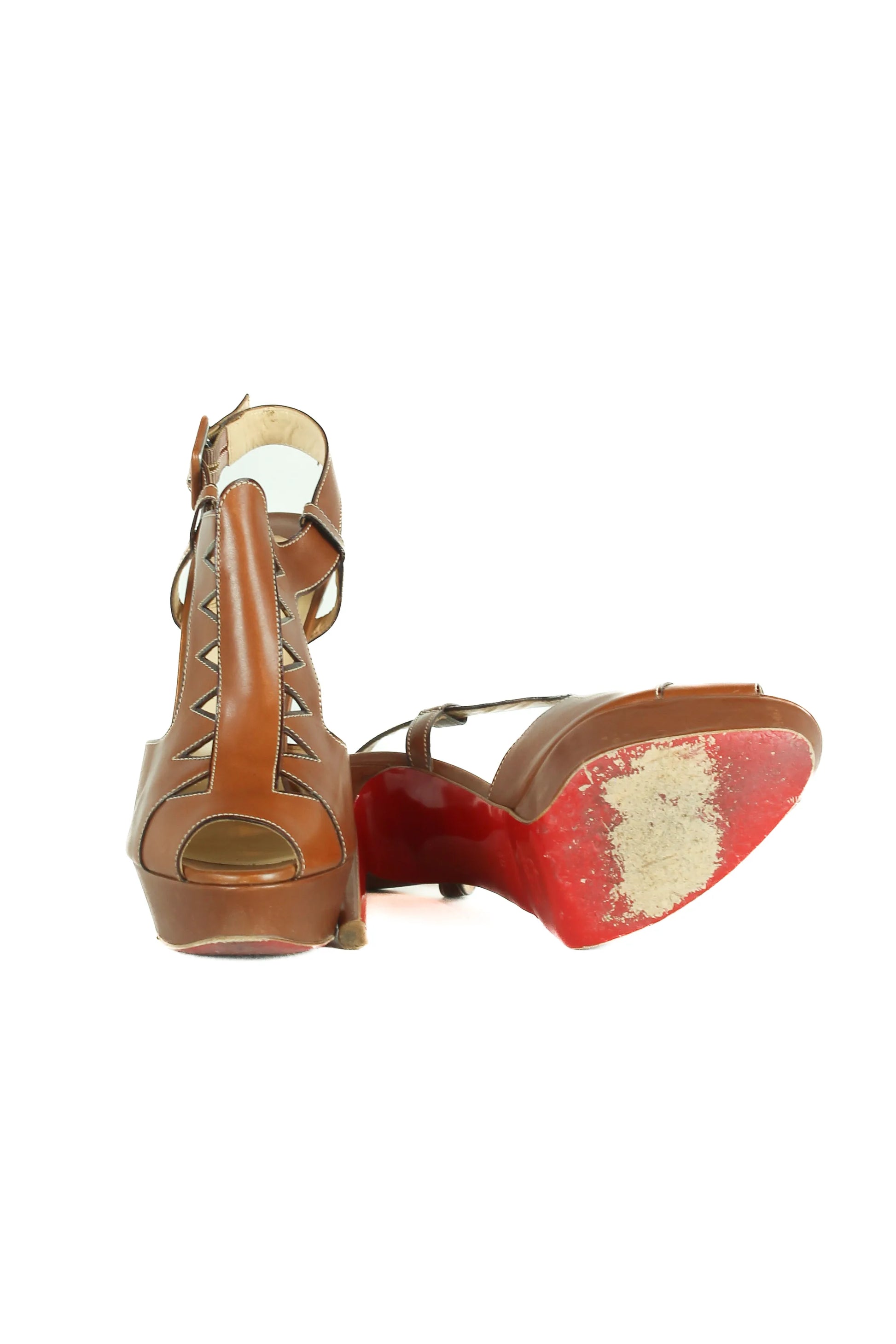Hazelnut leather peep toe