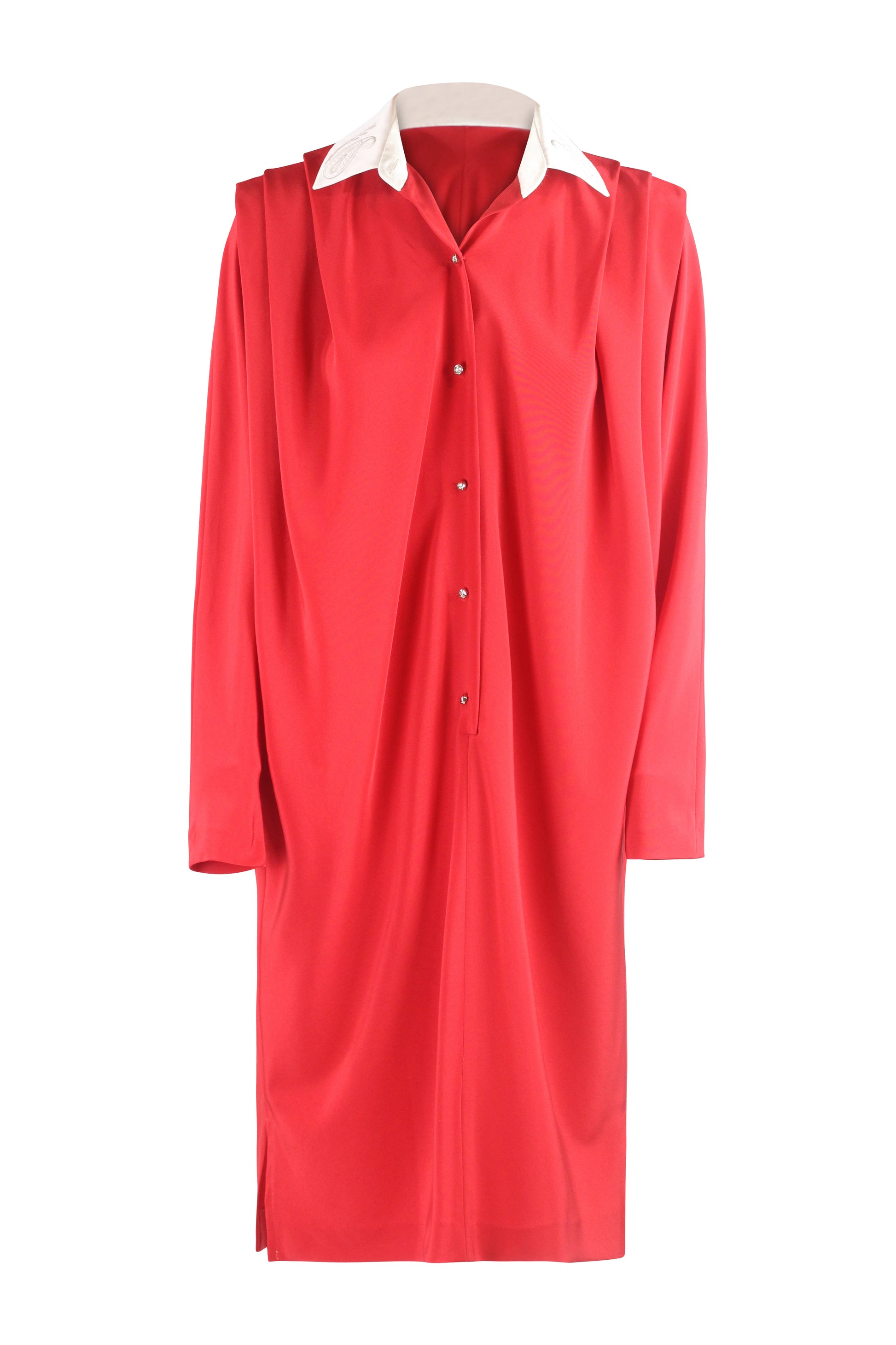 Red Dress with Structured Shoulders