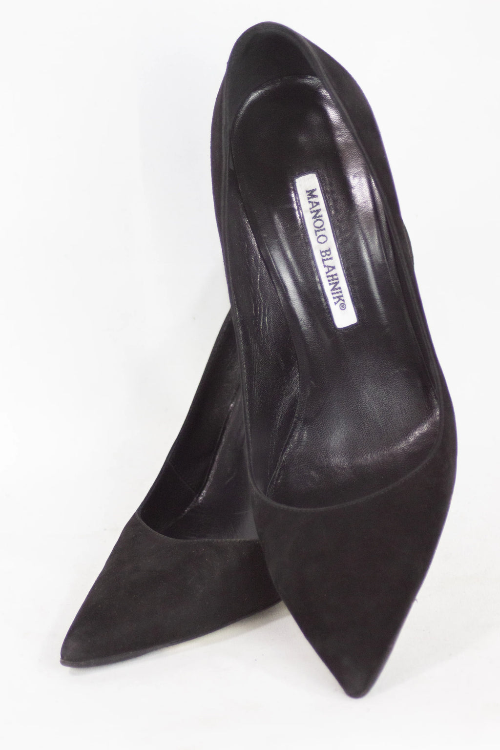 Black suede pumps