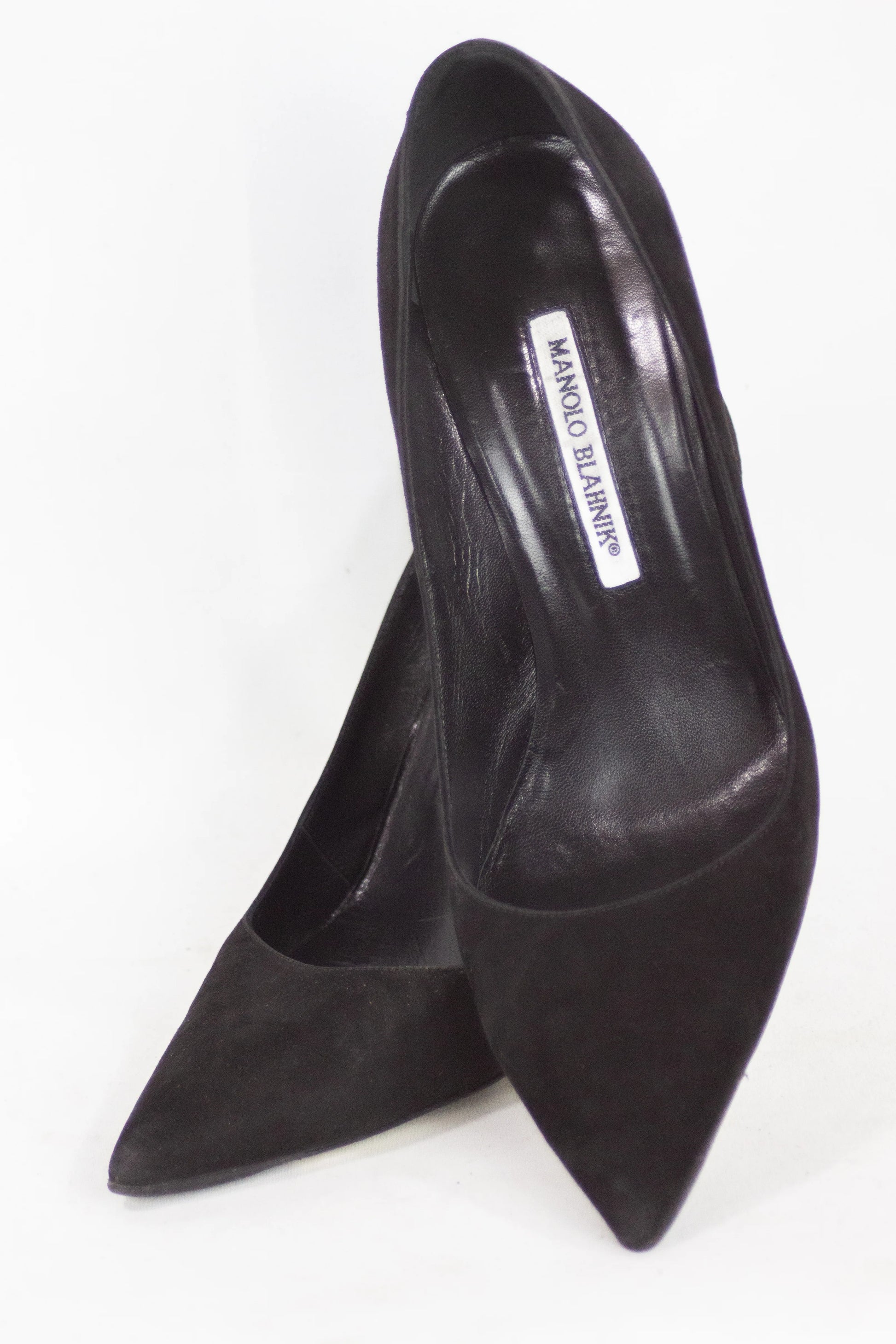 Black suede pumps