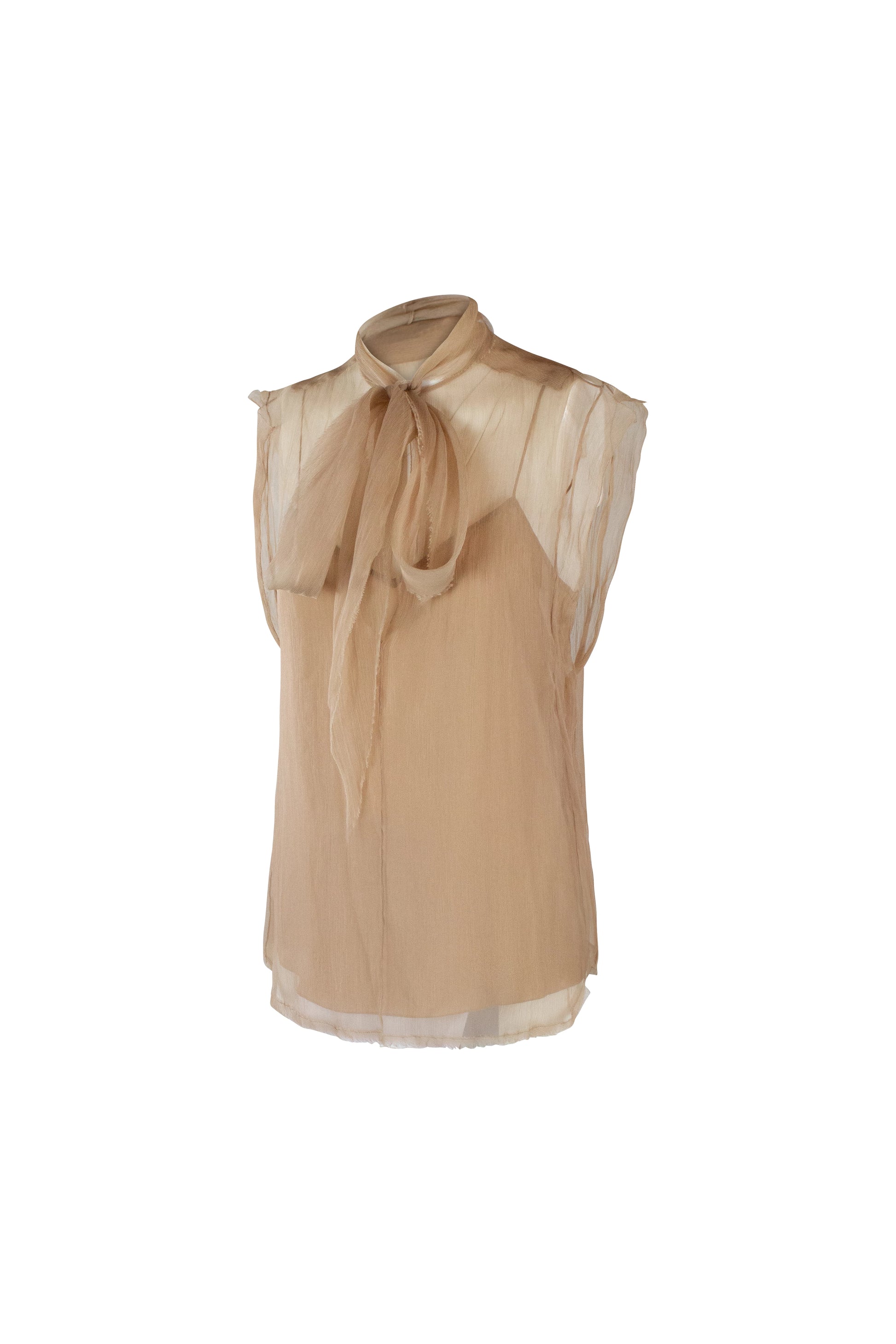 Silk Chiffon Blouse with Neck Ribbon