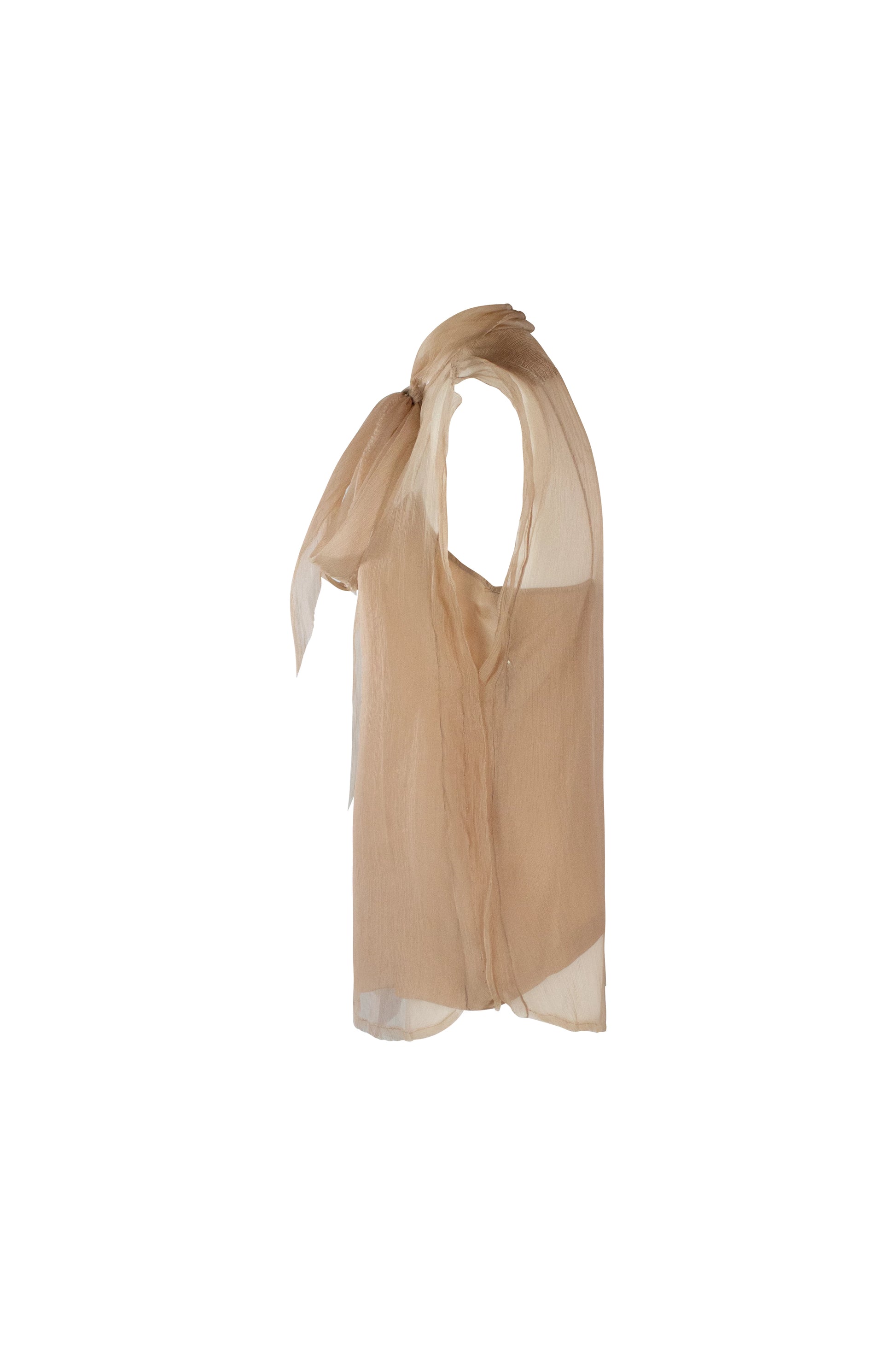 Silk Chiffon Blouse with Neck Ribbon