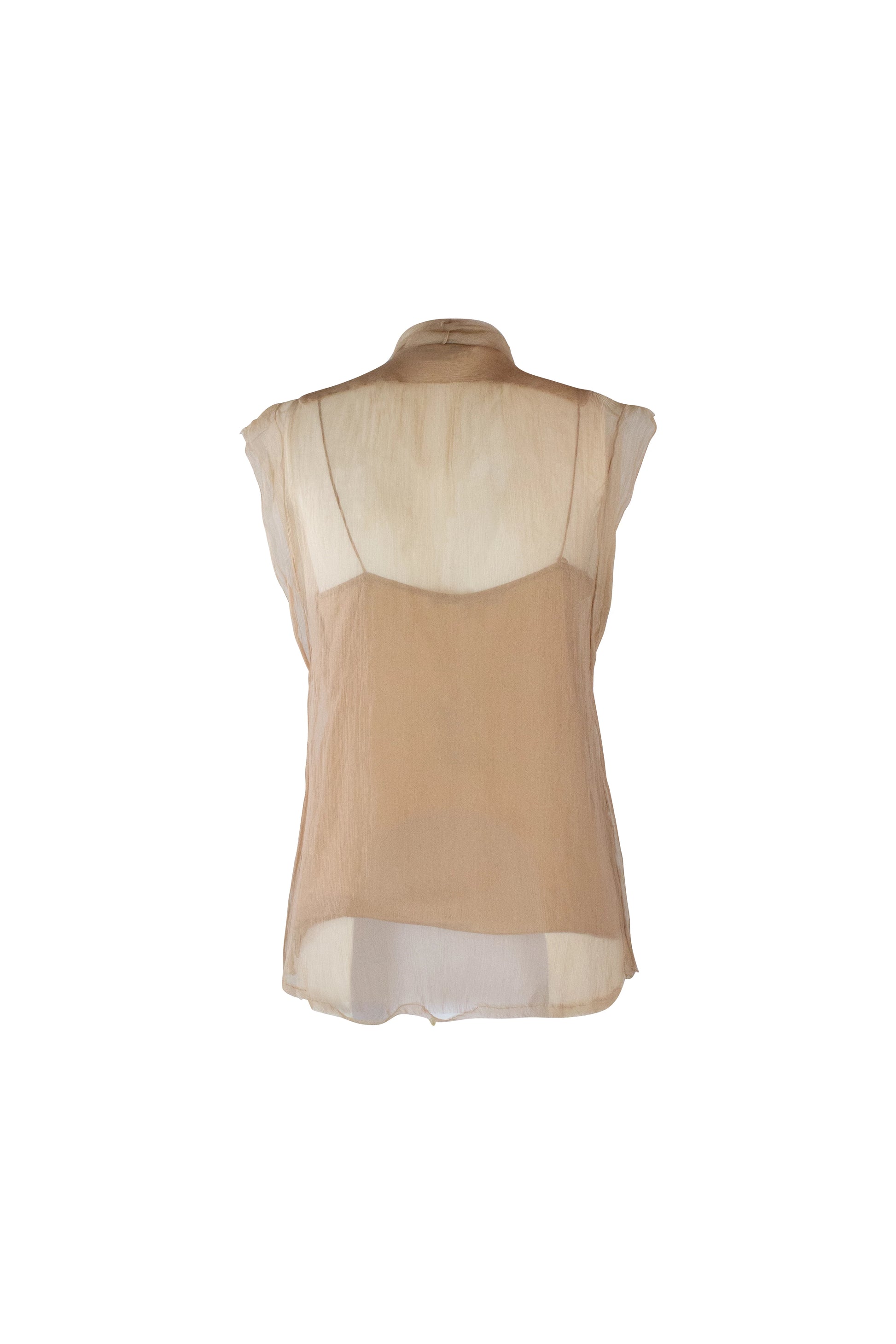 Silk Chiffon Blouse with Neck Ribbon