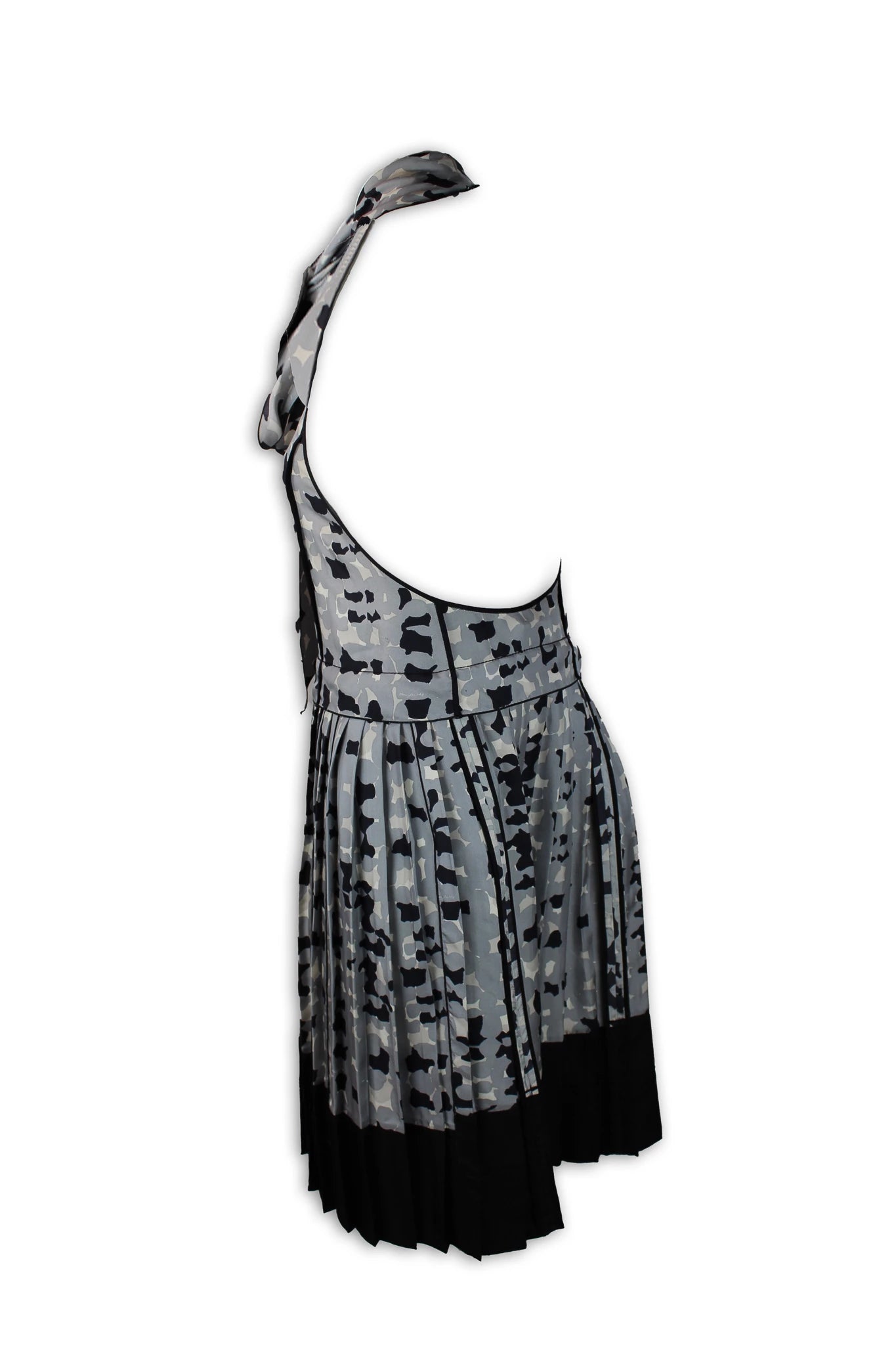 Silk pleated backless dress