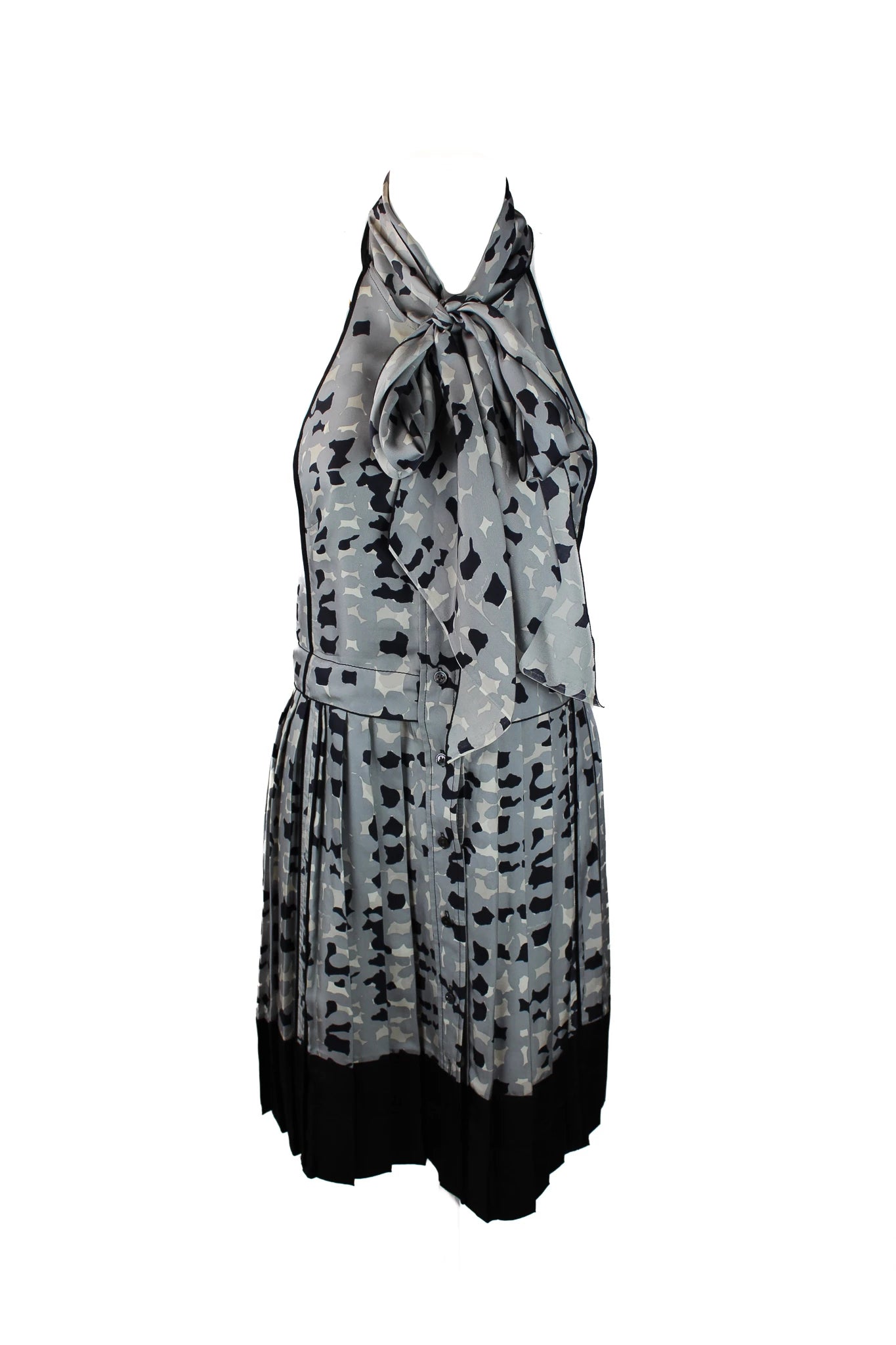 Silk pleated backless dress