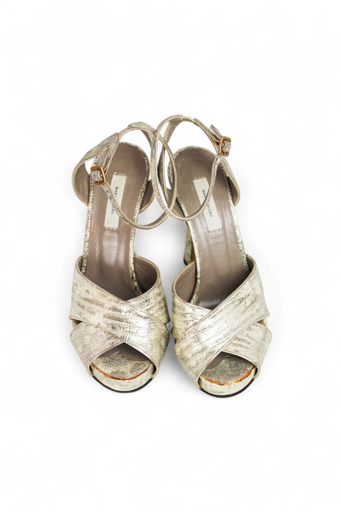 Silver Textured Leather Sandals