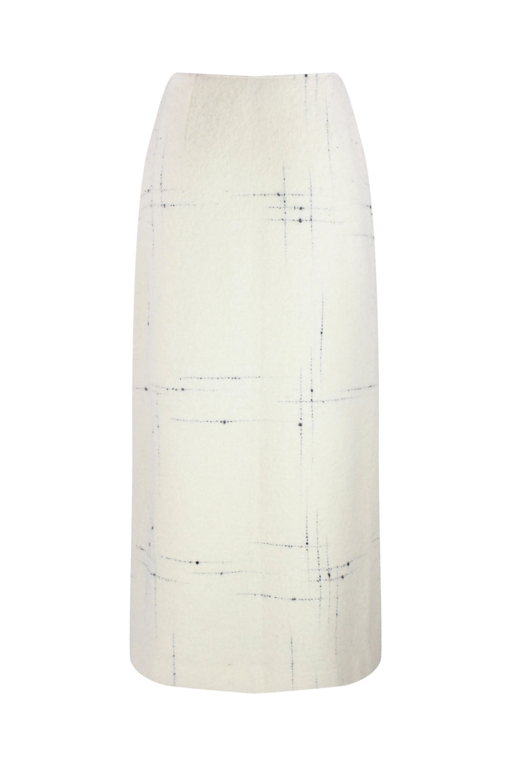 Wool wrap skirt with black stitching and leather closure
