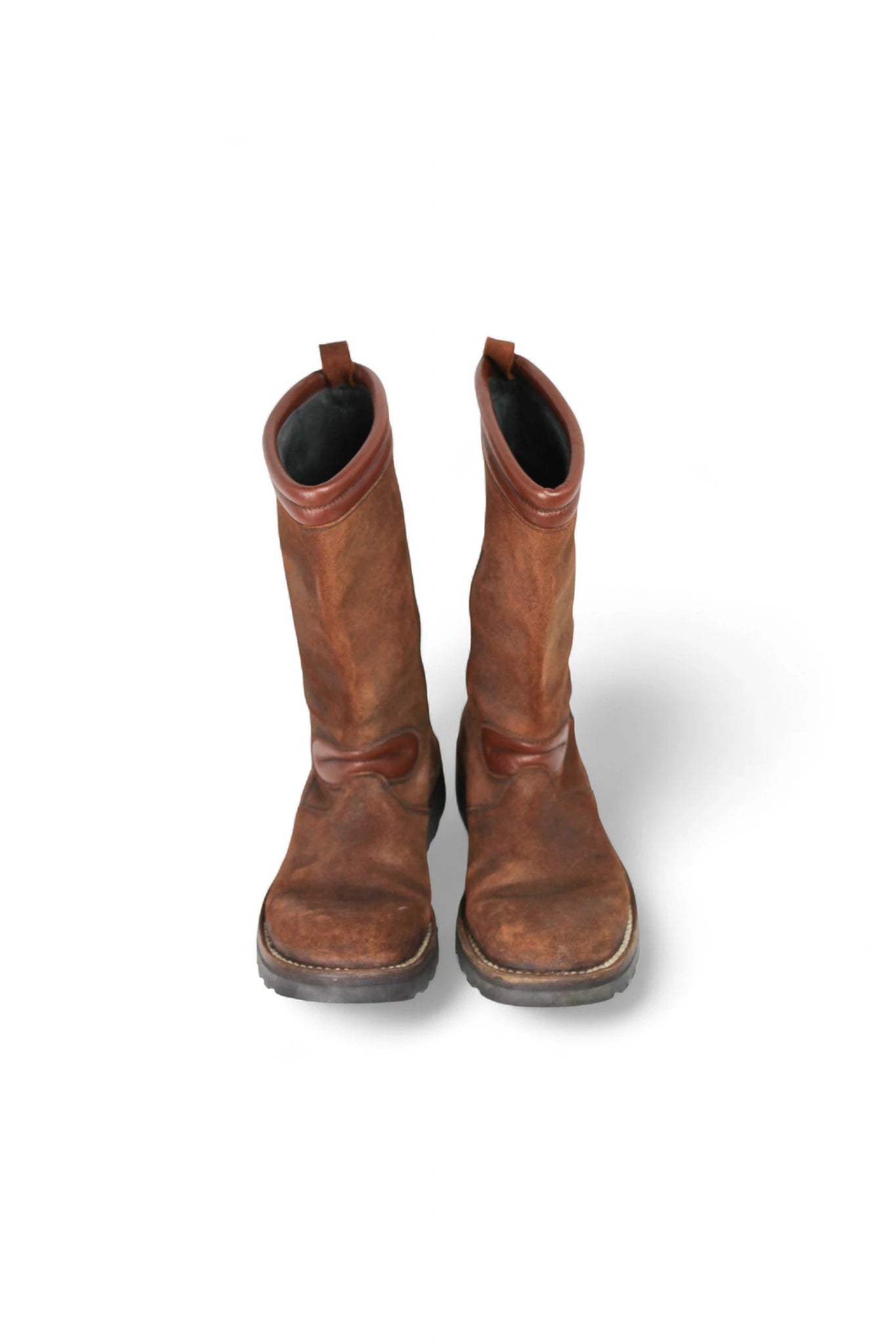 Brown Distressed Suede Boots