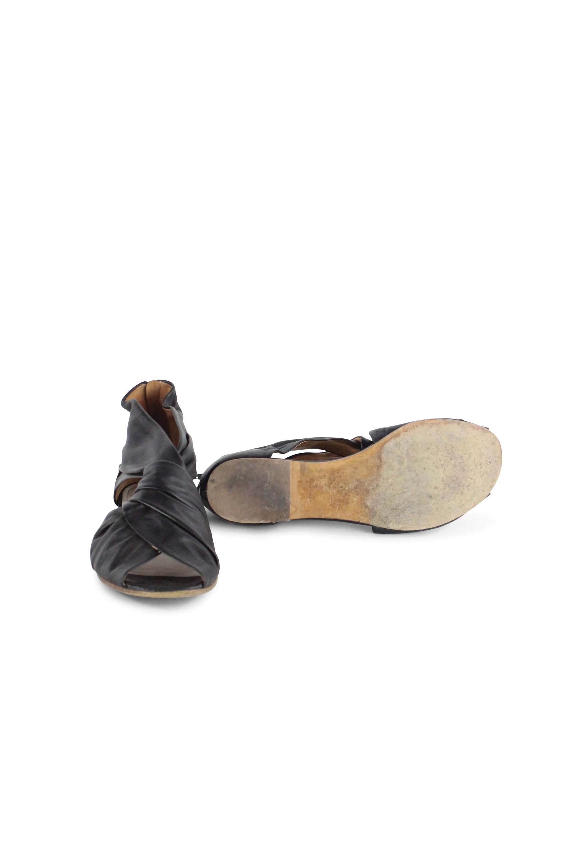 Black twist nappa sandals