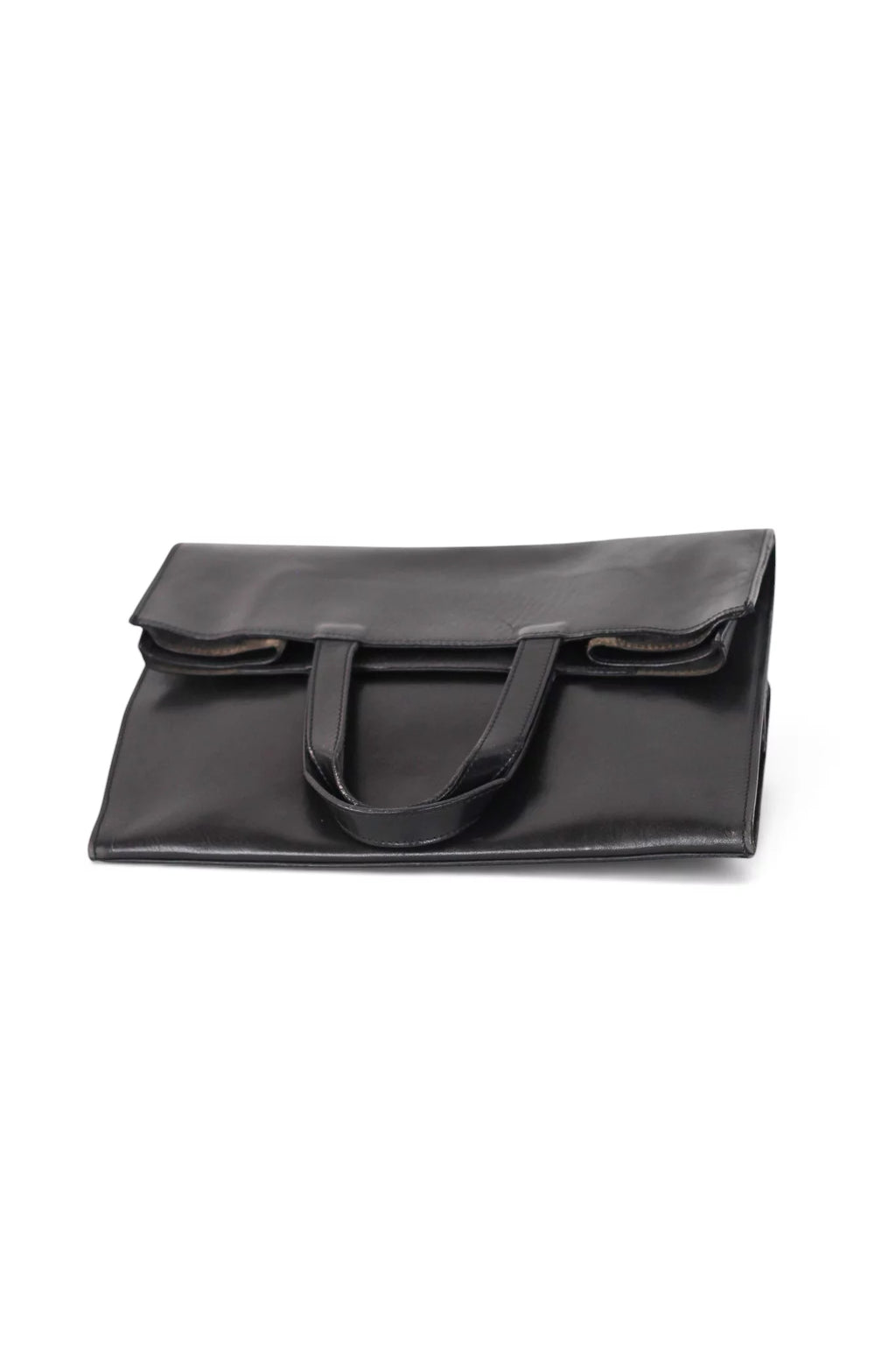 Foldable Tote Bag in Black Calfskin