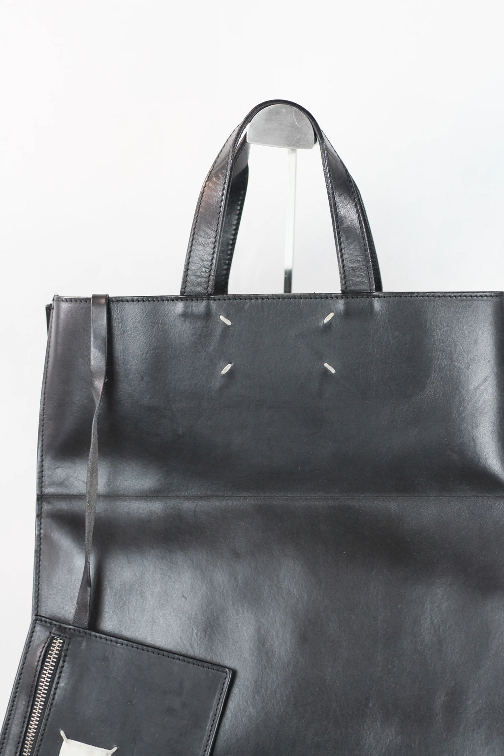 Foldable Tote Bag in Black Calfskin